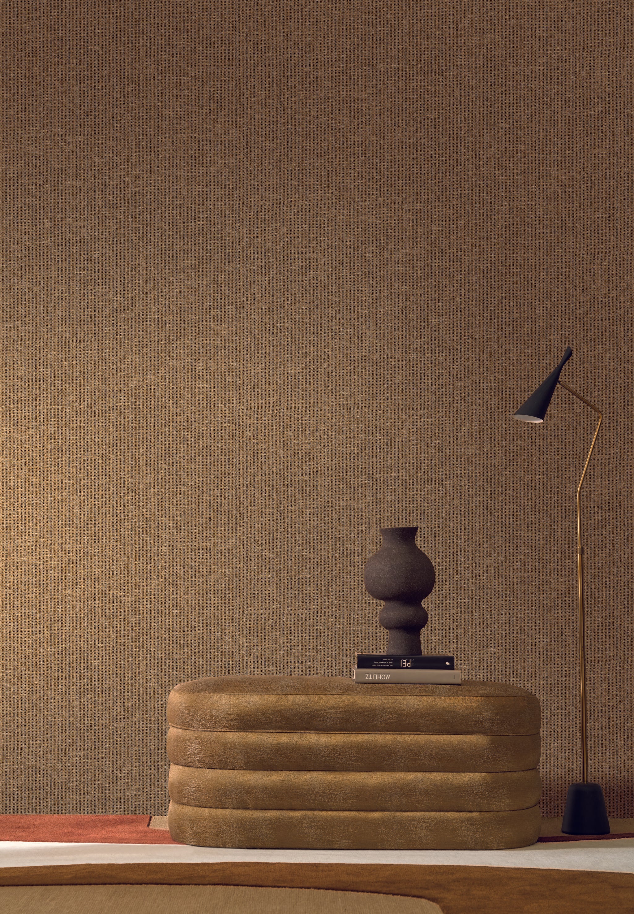 Štruktúrna tapeta napodobňujúca rafiový vzhľad VANNORA - SABLE tmavobéžová