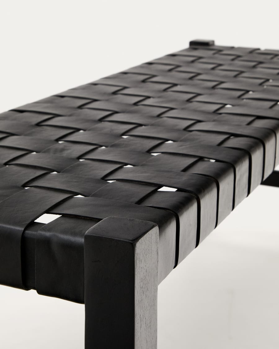 Lavička CALIXTA čierna koža