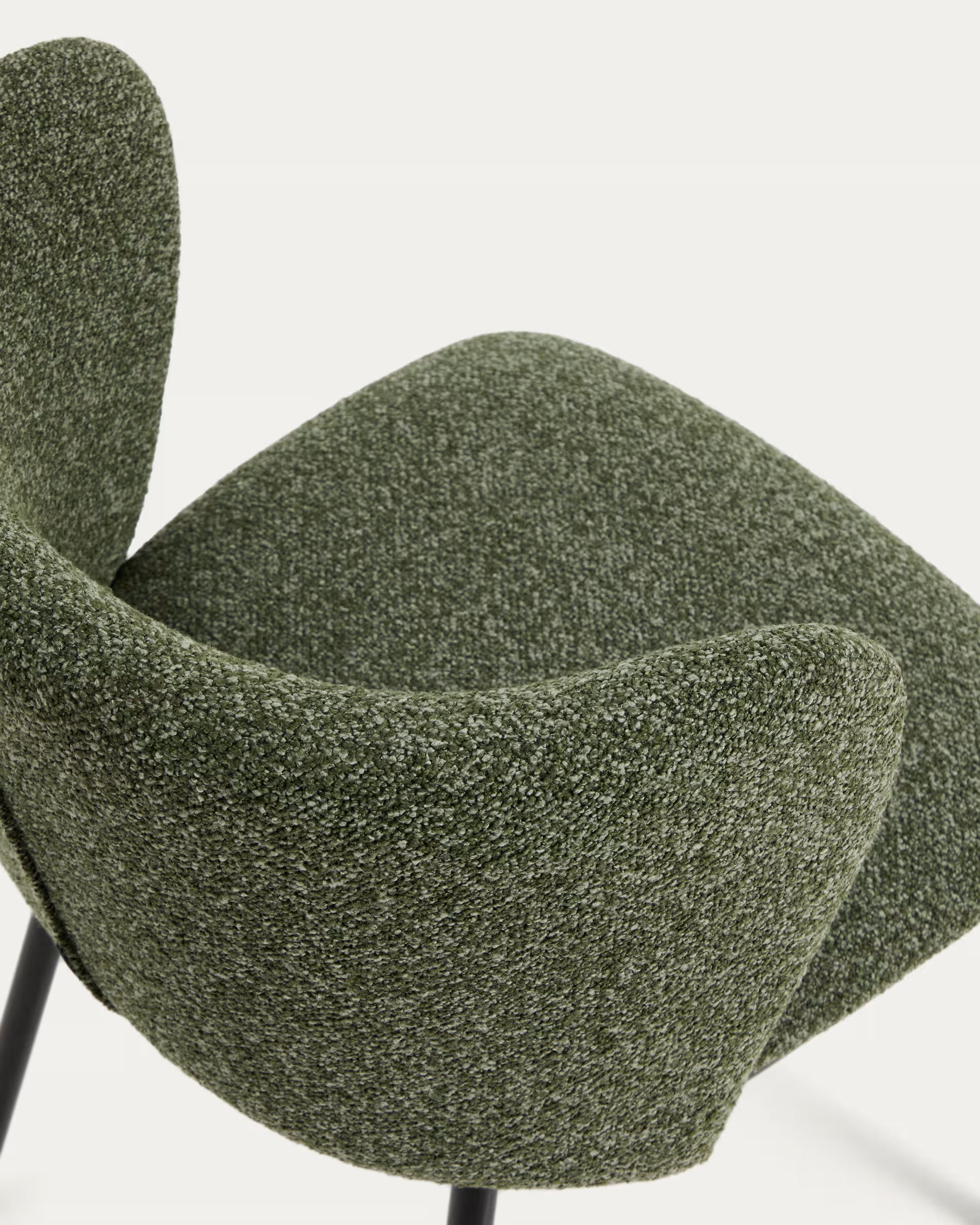 Bar Stool CISELIA Dark Green Chenille with Black Base