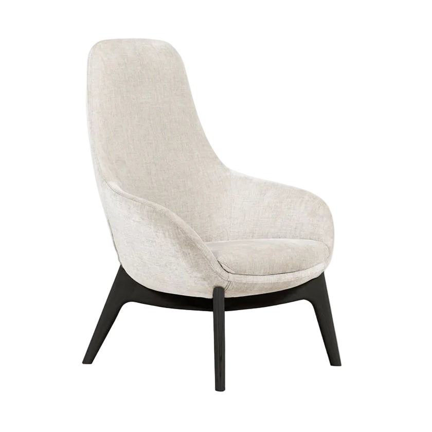 CLASSIC upholstered armchair with wooden base