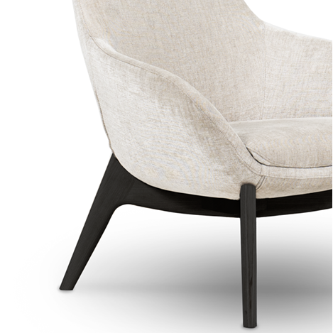 CLASSIC upholstered armchair with wooden base