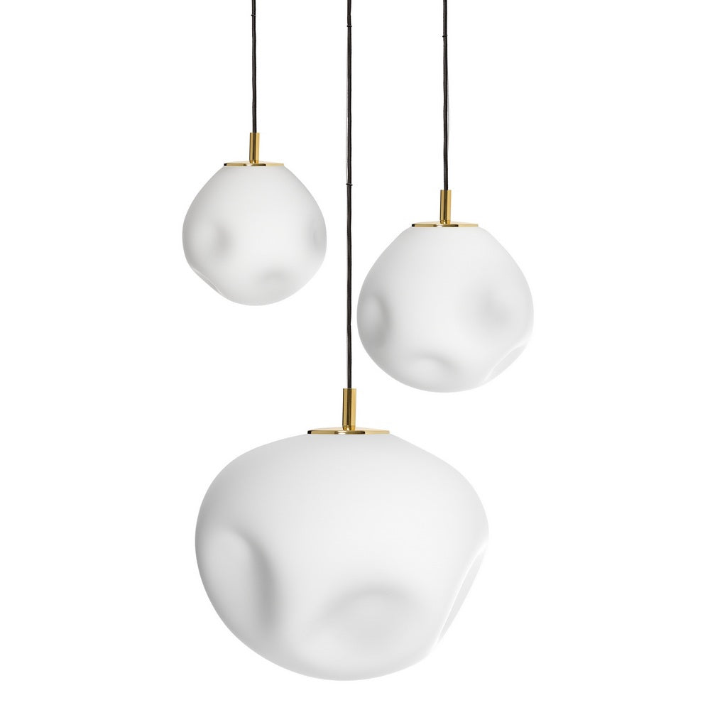 Zlatá trojbodová závesná lampa CLOE