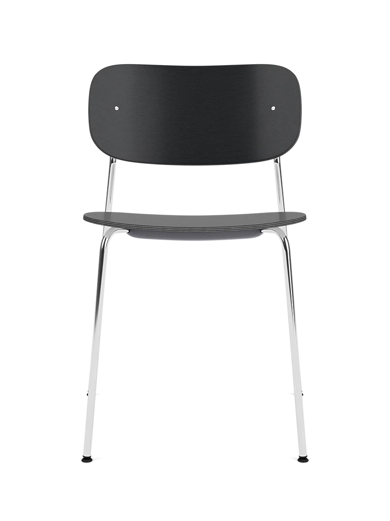 Stolička CO čierny dubový dyha s chrómovaným podstavcom