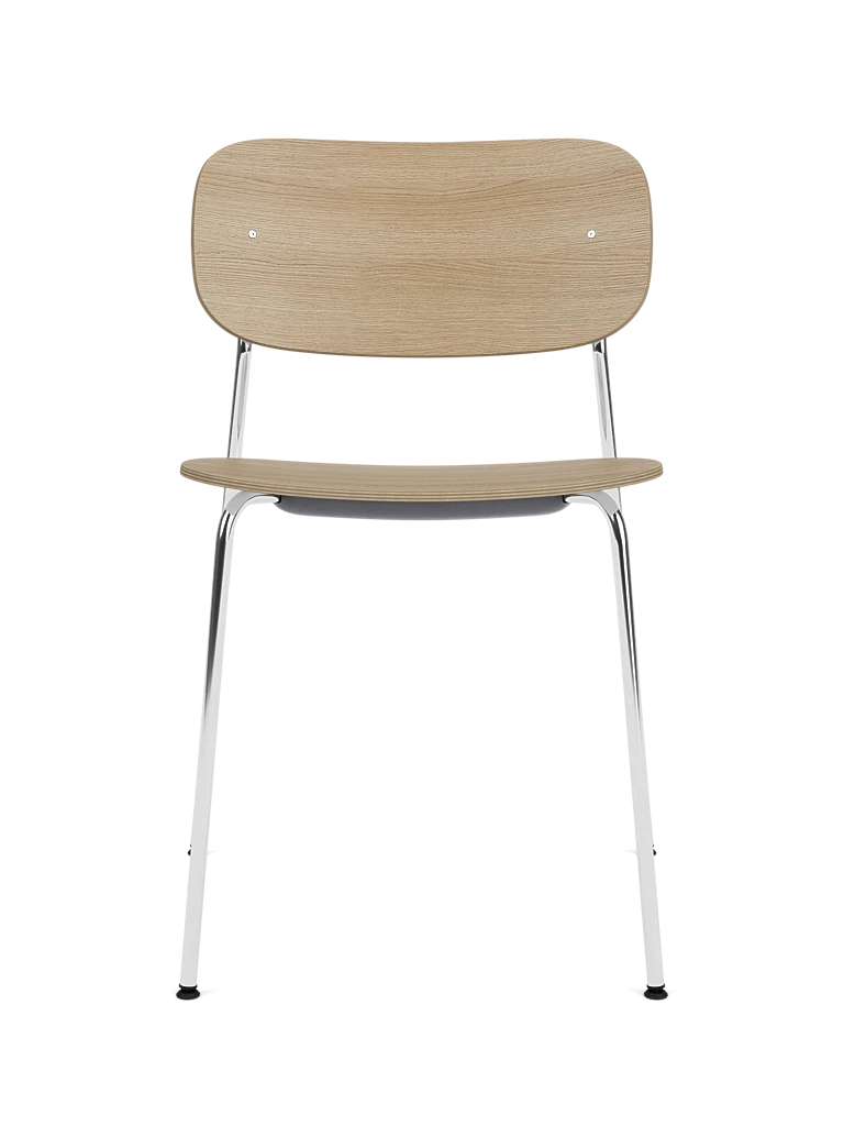 CO Chair with Oak Veneer and Chrome Base