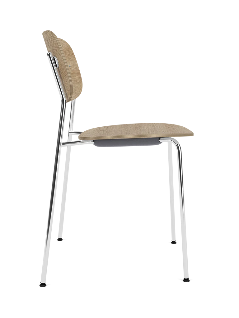 CO Chair with Oak Veneer and Chrome Base