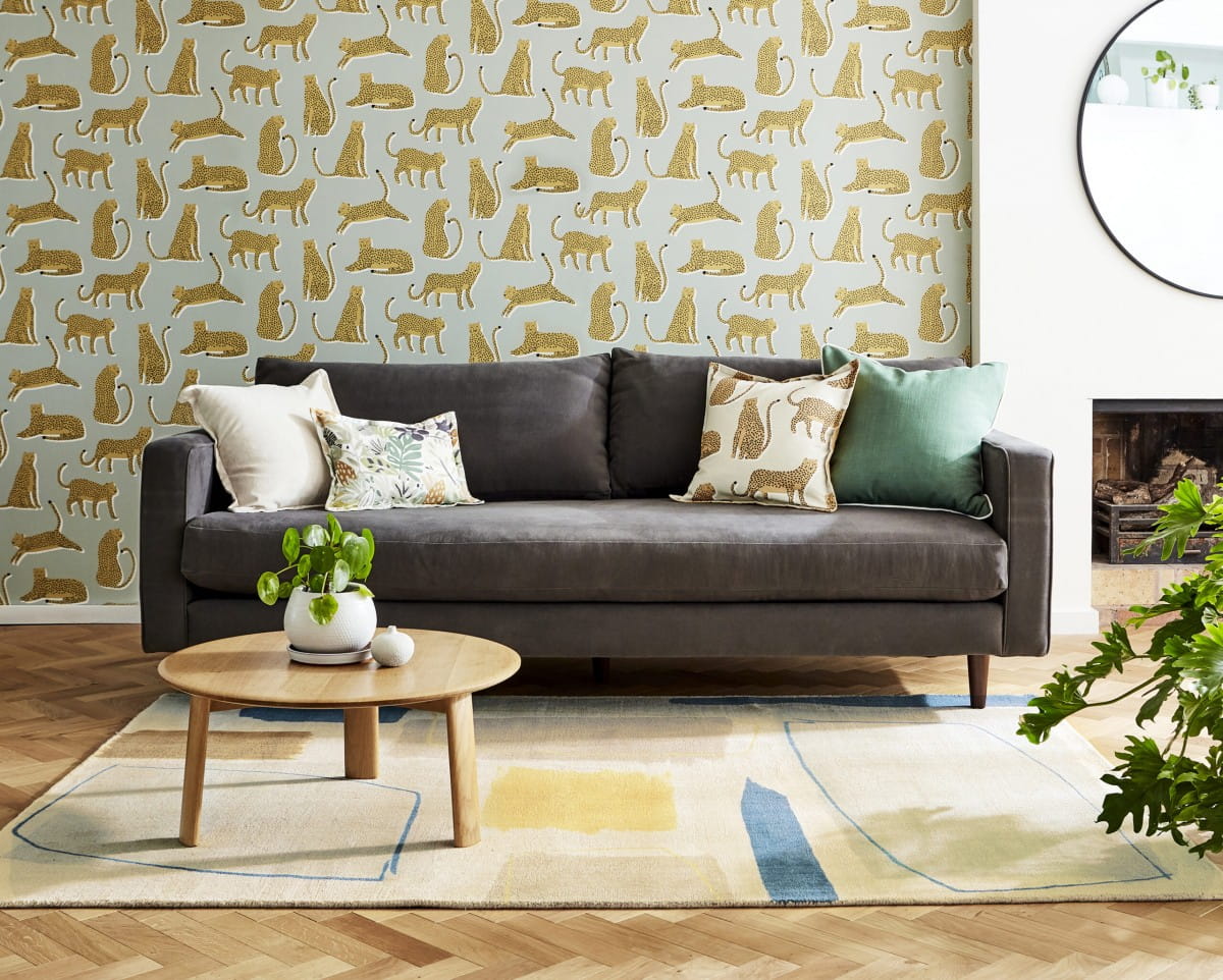 COMPOSITION PAPAYA Beige Carpet with Green