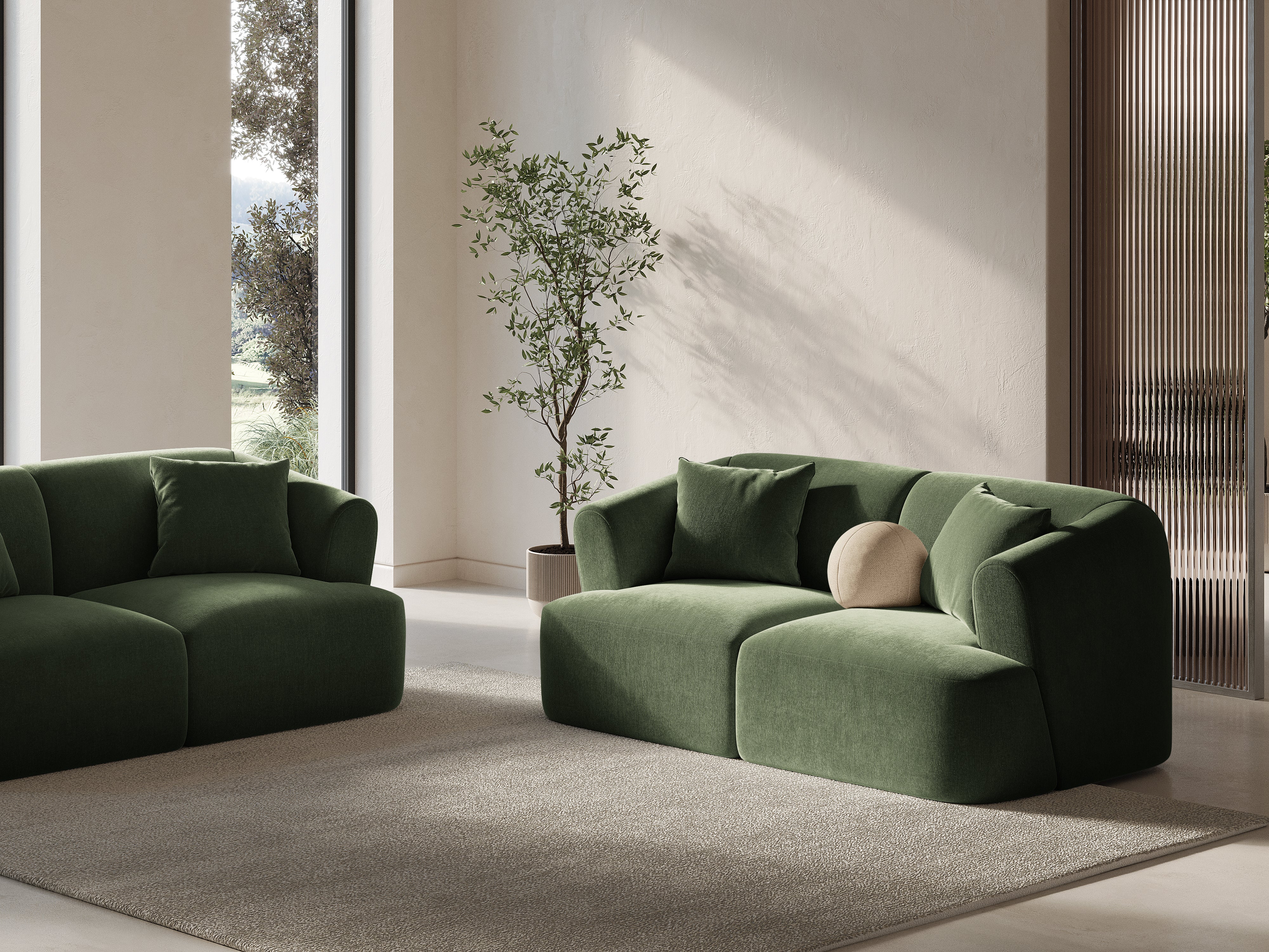 Velvet 2-Seater Sofa CAMPI Green