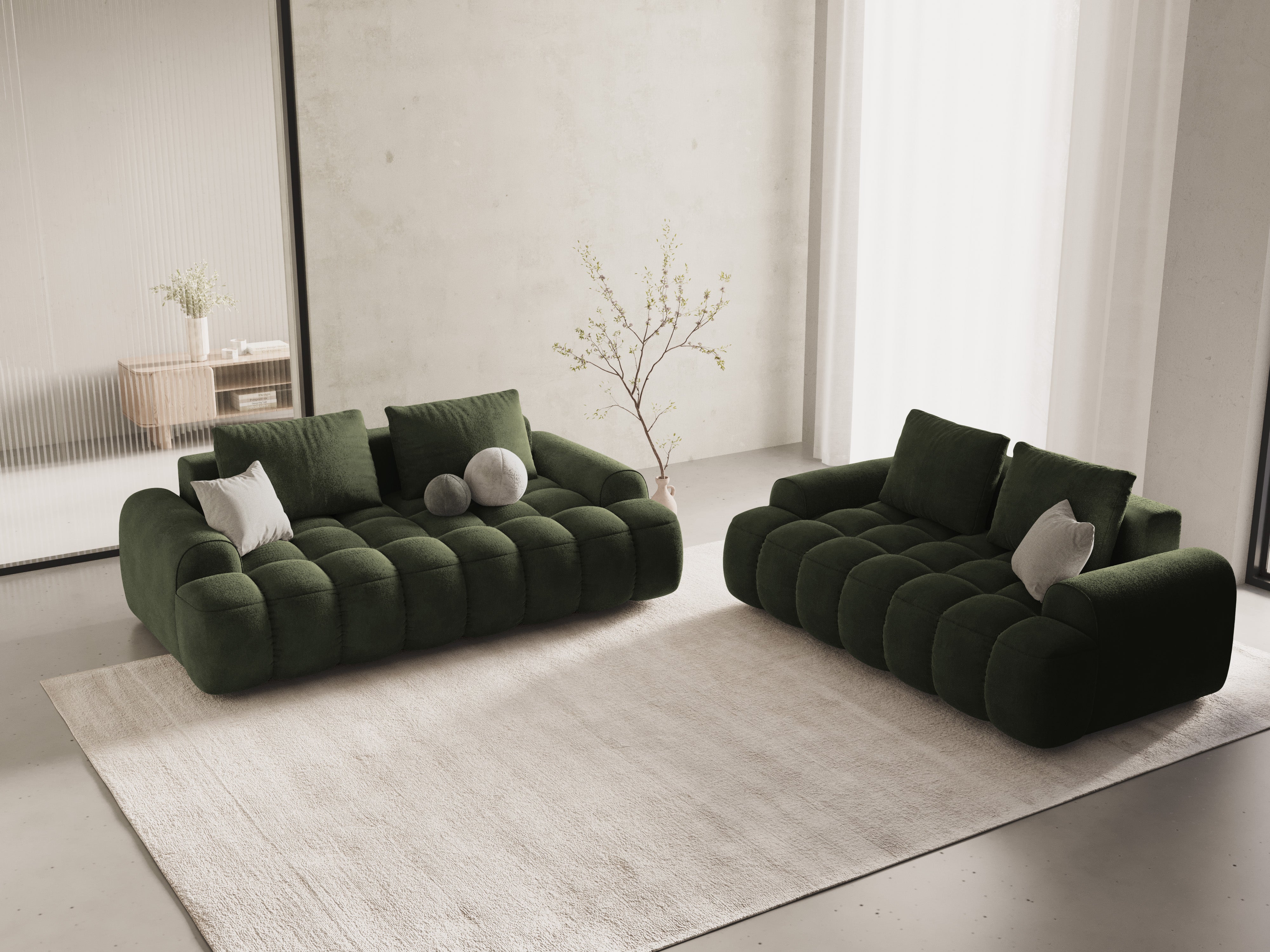 Sofa z jemného velúru pre 2 osoby LINZ zelená