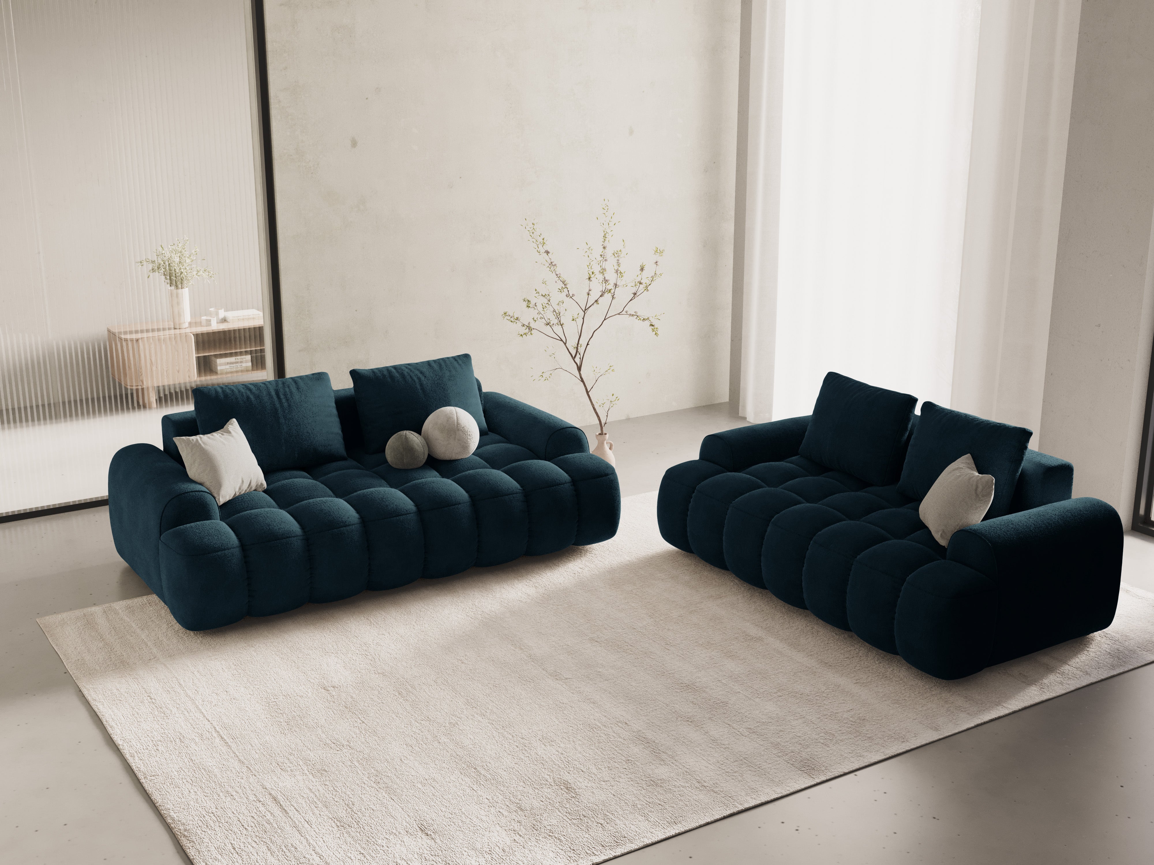 Velvet 2-Seater Sofa LINZ Petrol