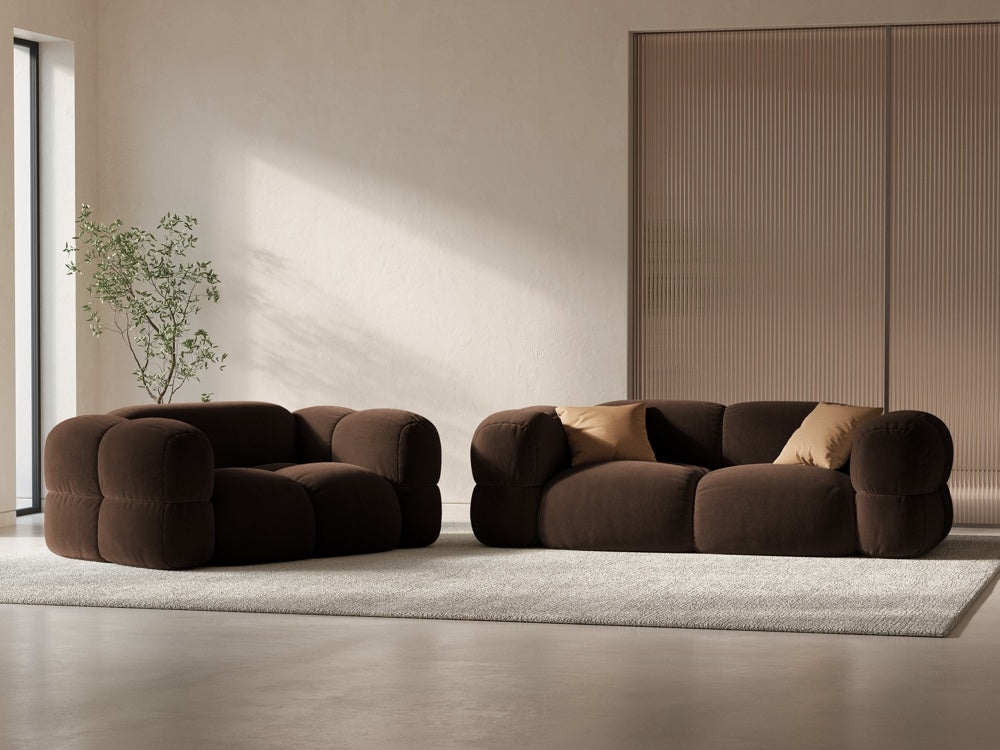 Sofa 2-osobová zamatová LORETTO čokoládová