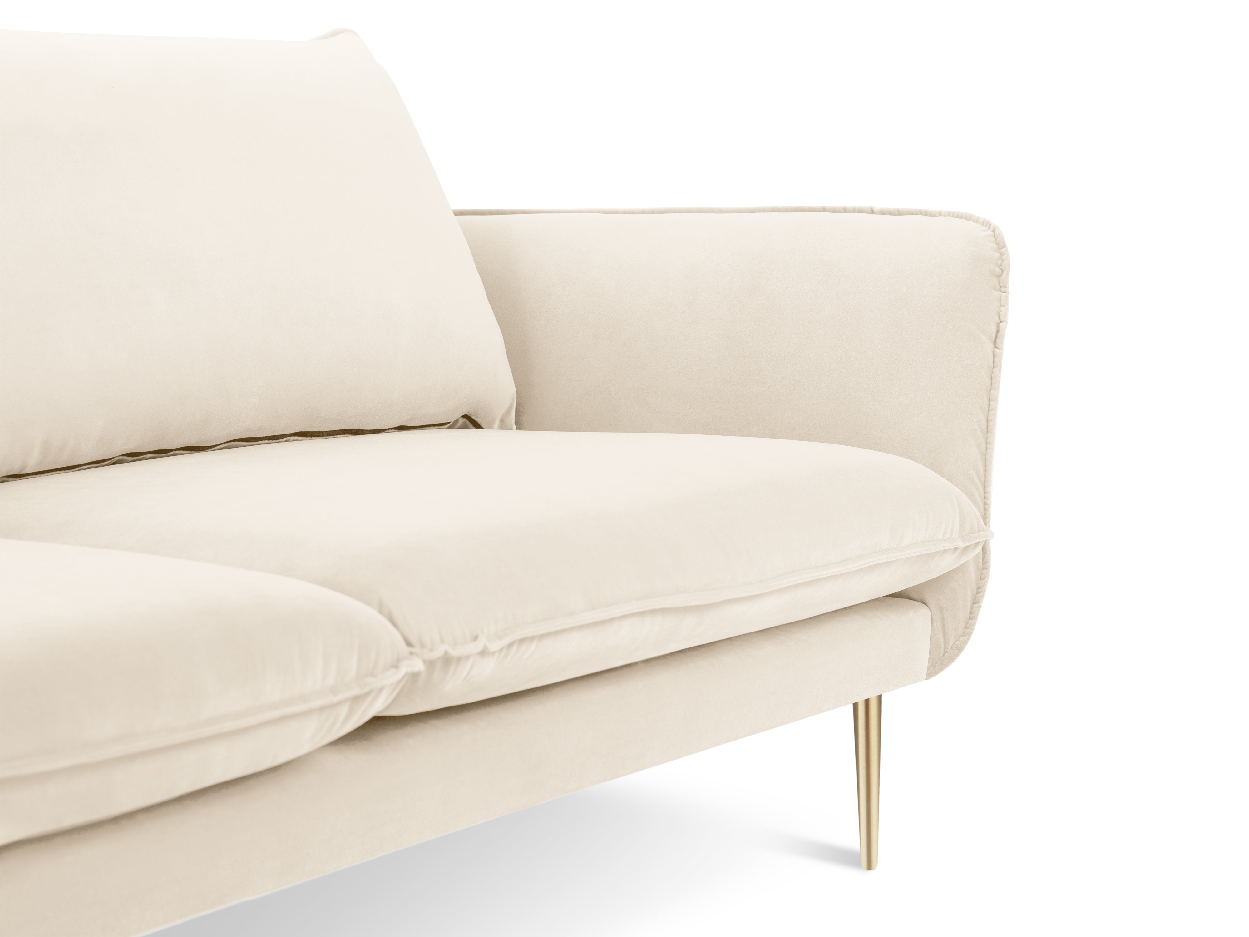 Velvet 2-seater Sofa VIENNA beige with gold base