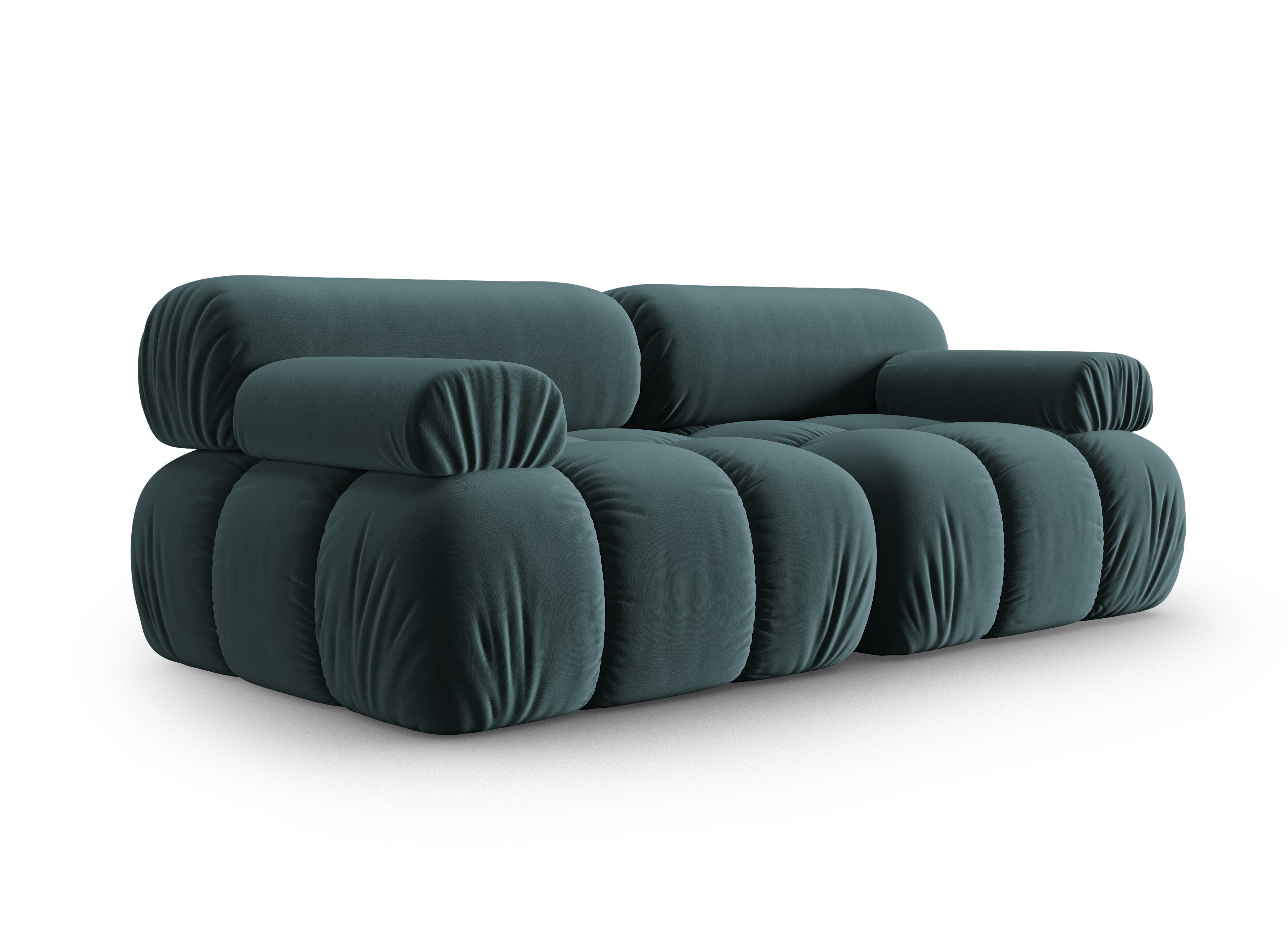 Sofa z aksamitom 2-osobová CORTINA tyrkysová