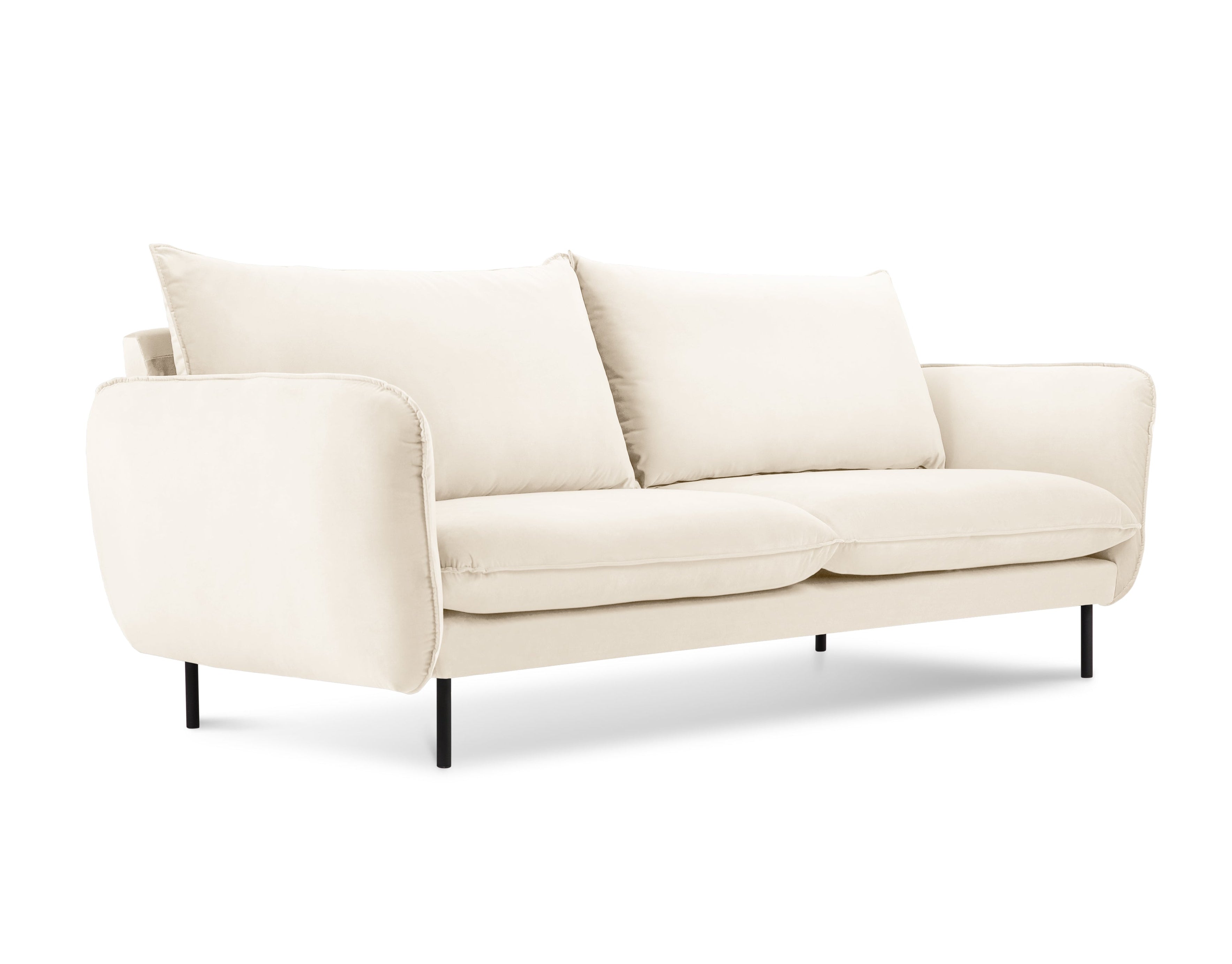 Velvet 2-seater Sofa VIENNA beige with black base