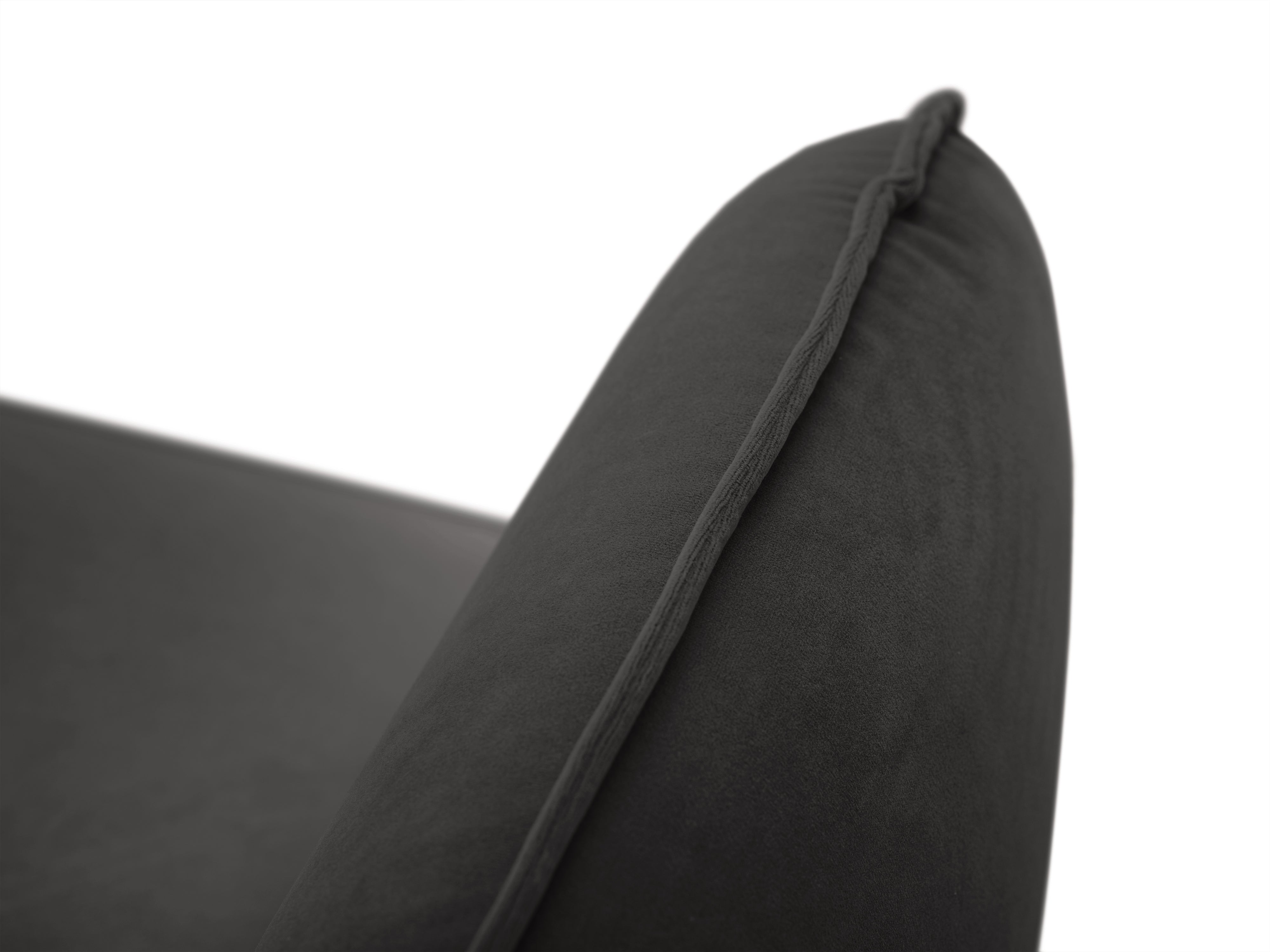 Velvet sofa for 2 VIENNA dark gray with black base