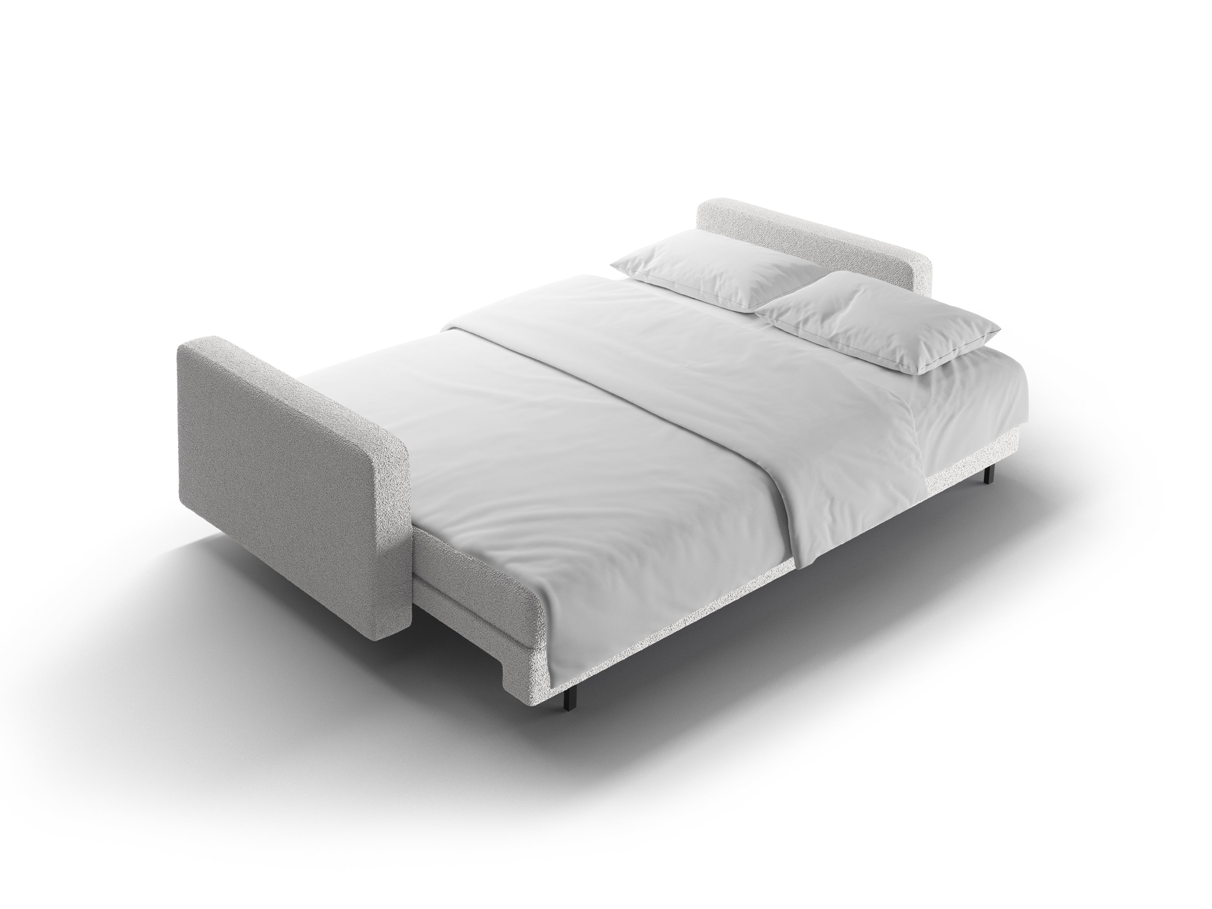 Trojsedák s funkciou spania BALI svetlosivý bouclé s čiernym podstavcom