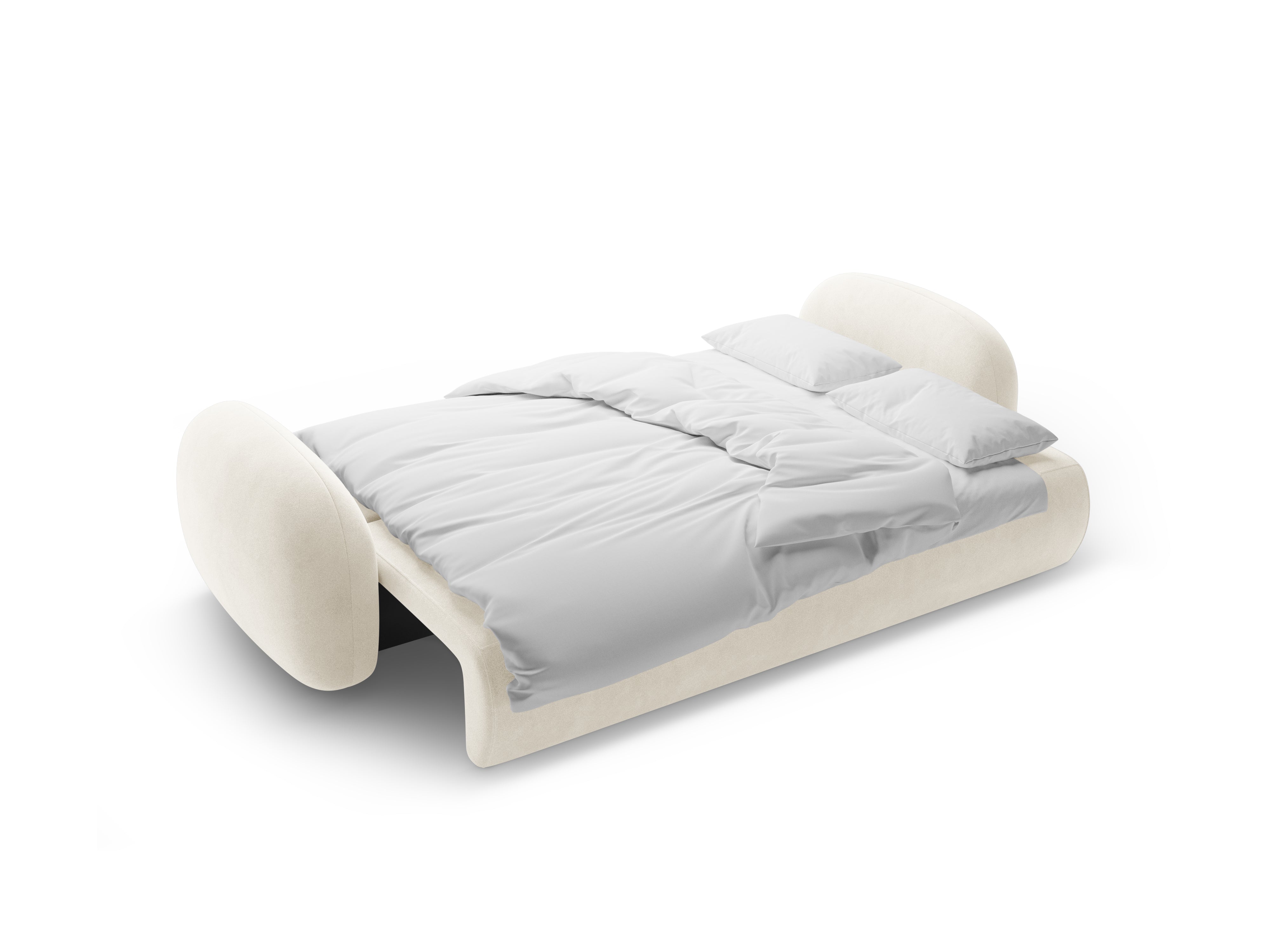 Sofa z jemného velúru s funkciou spania pre 3 osoby TONALE krémová