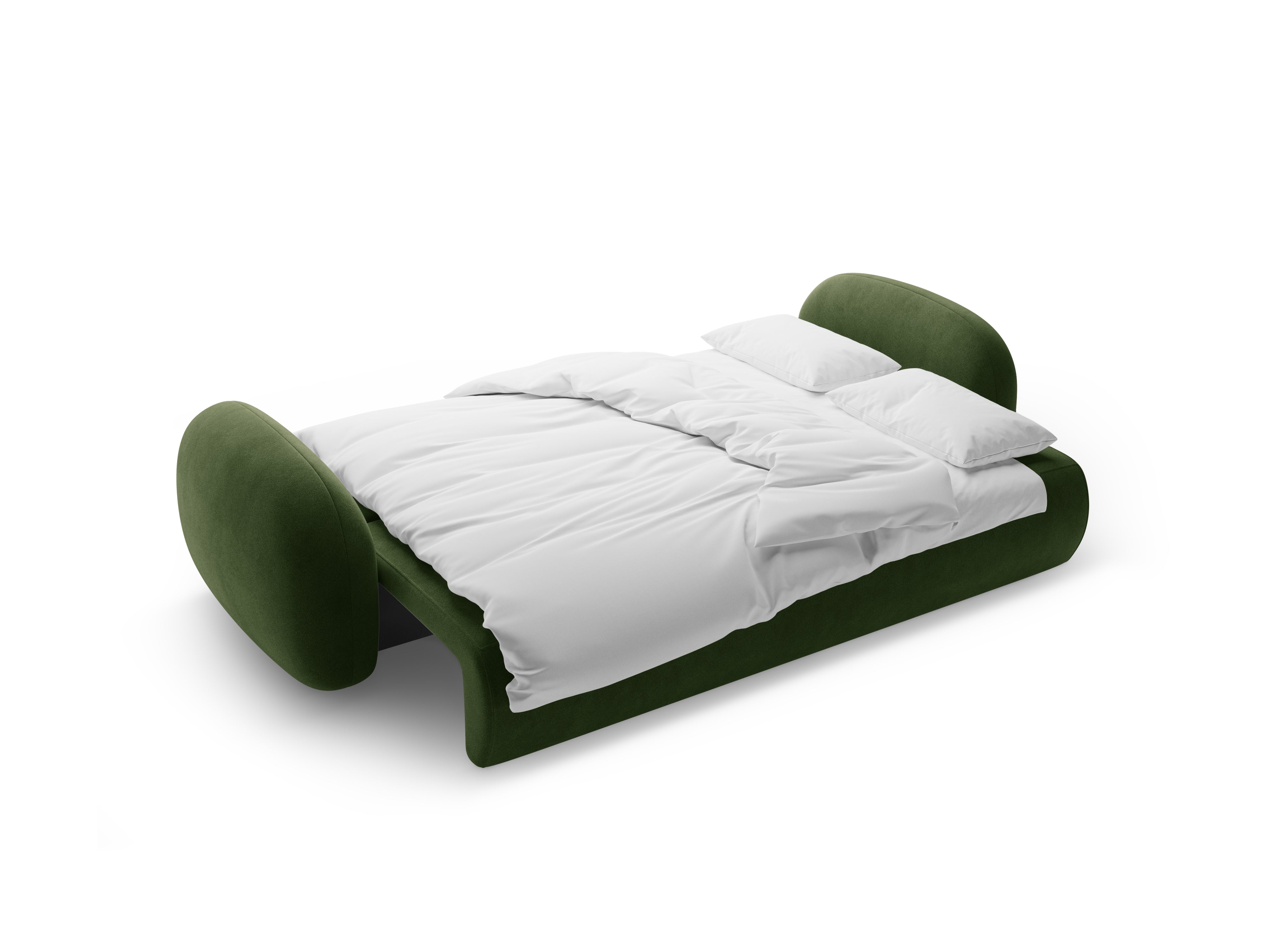 Velvet sofa with sleeping function, 3-seater TONALE in military green