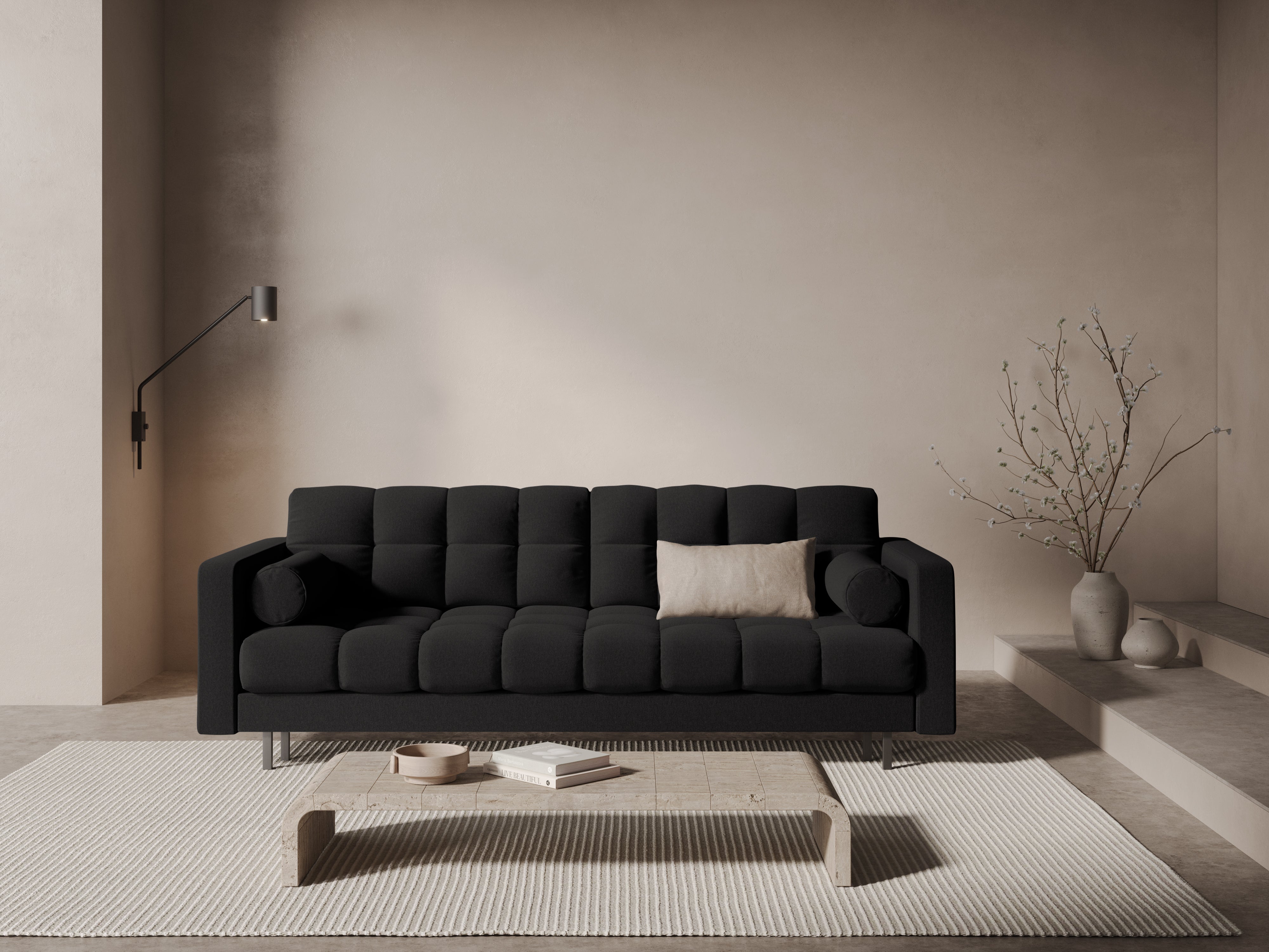 3-seater sofa with sleeping function BALI dark gray with black base