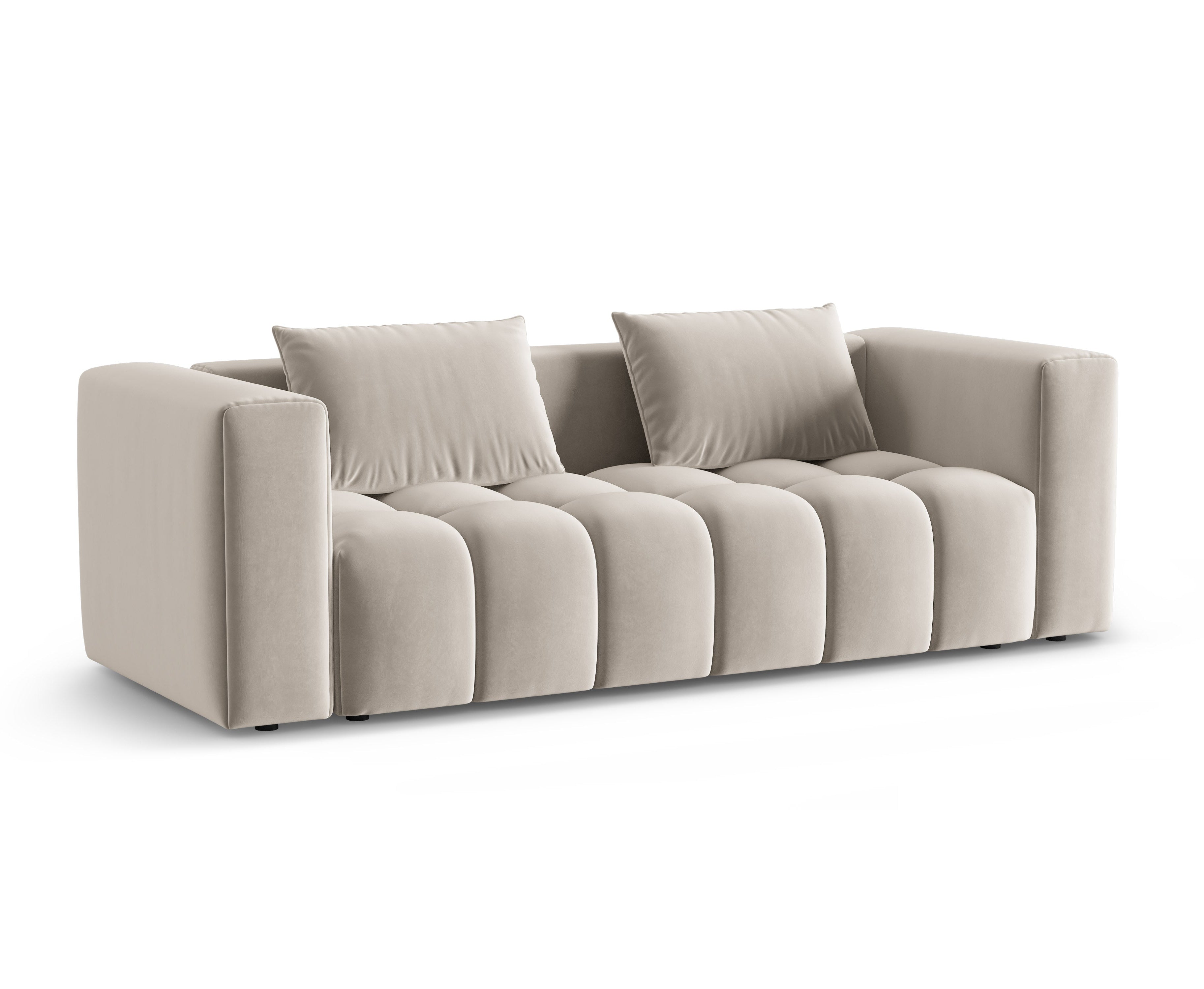 Velvet 3-Seater Sofa with Sleeping Function VERONA Ecru