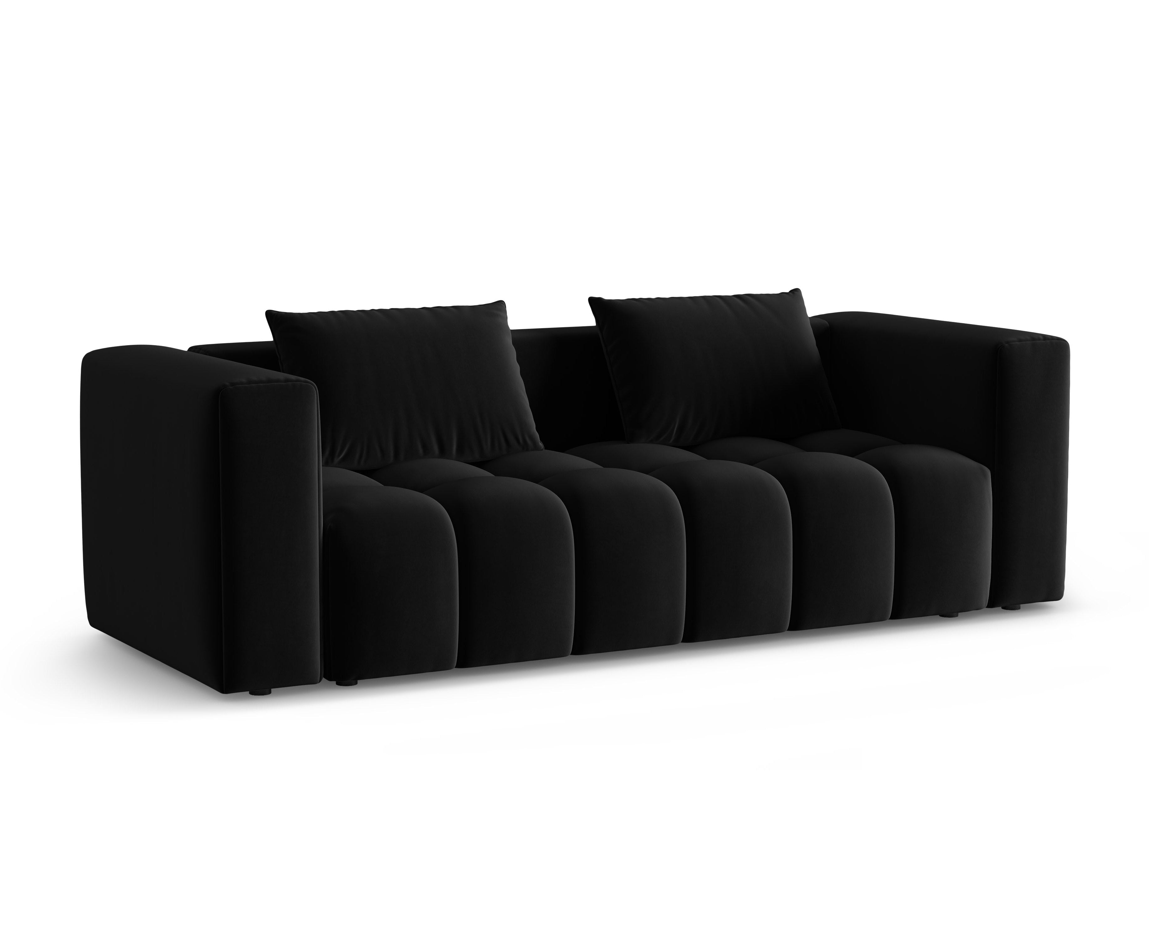 Sofa z jemného zamatového materiálu pre 3 osoby s funkciou spania VERONA čierna