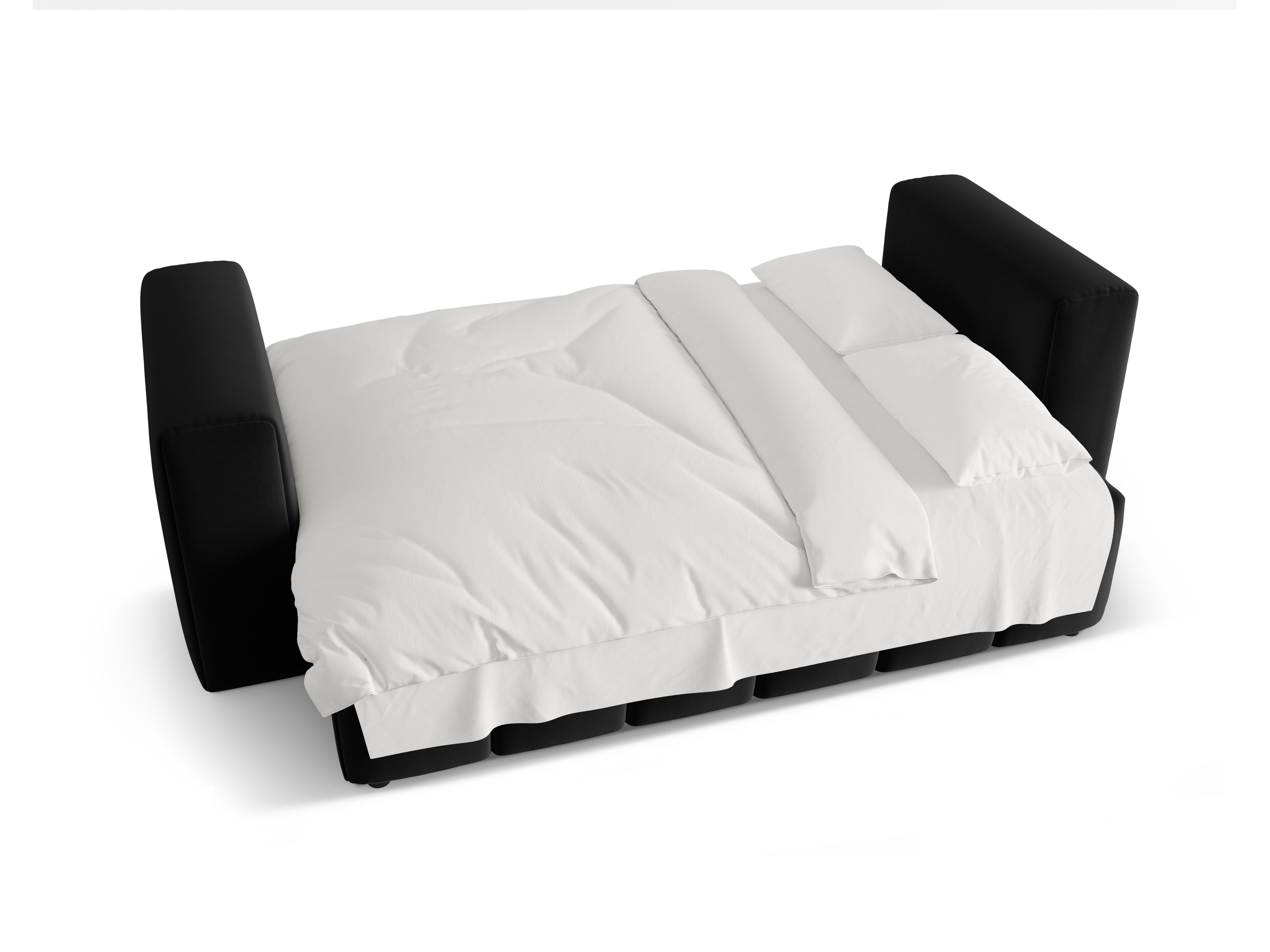 Sofa z jemného zamatového materiálu pre 3 osoby s funkciou spania VERONA čierna