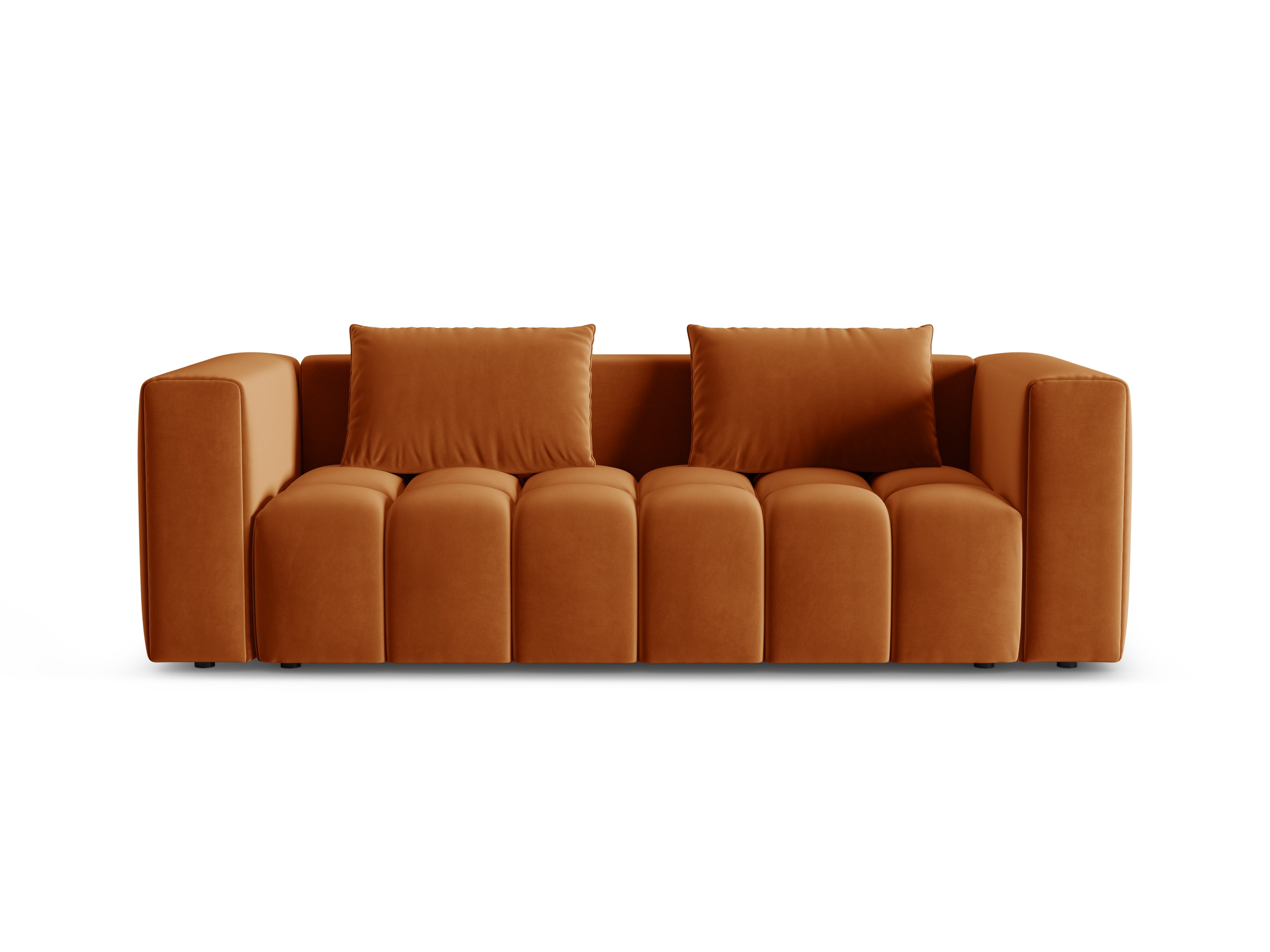Sofa z jemného zamatového materiálu pre 3 osoby s funkciou spania VERONA tehlová