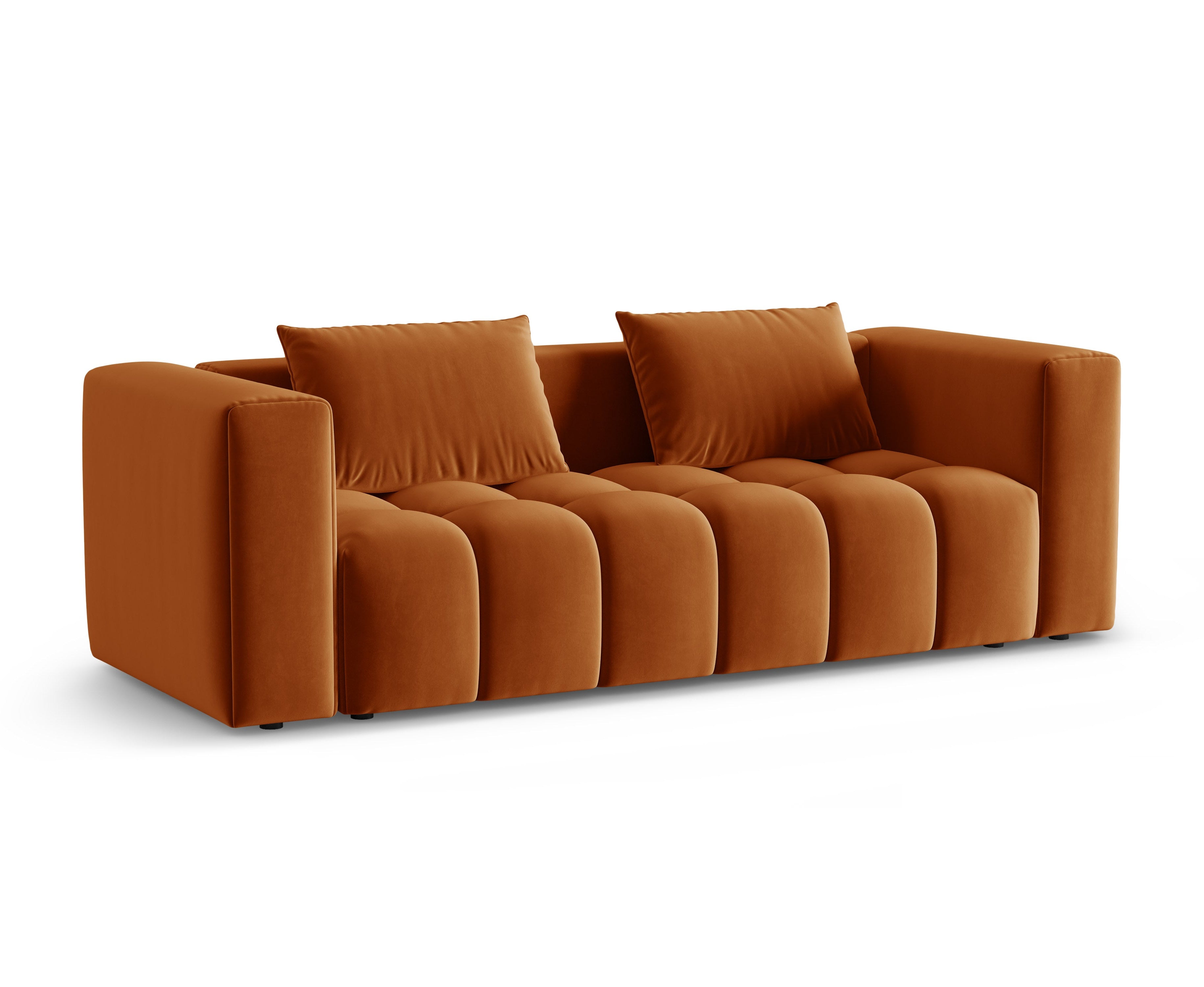 Sofa z jemného zamatového materiálu pre 3 osoby s funkciou spania VERONA tehlová