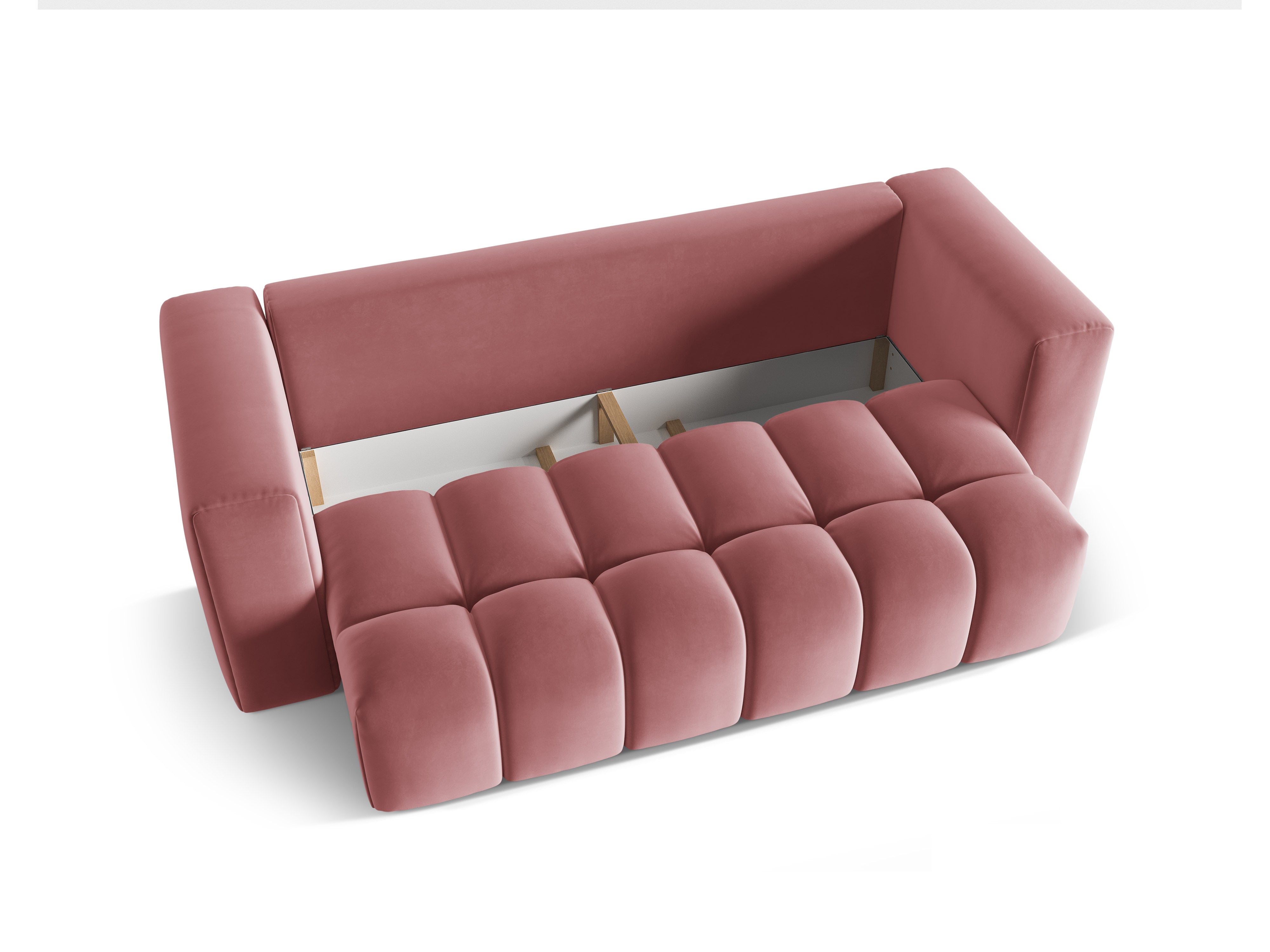 Sofa z jemného zamatového materiálu pre 3 osoby s funkciou spania VERONA ružový plameniak