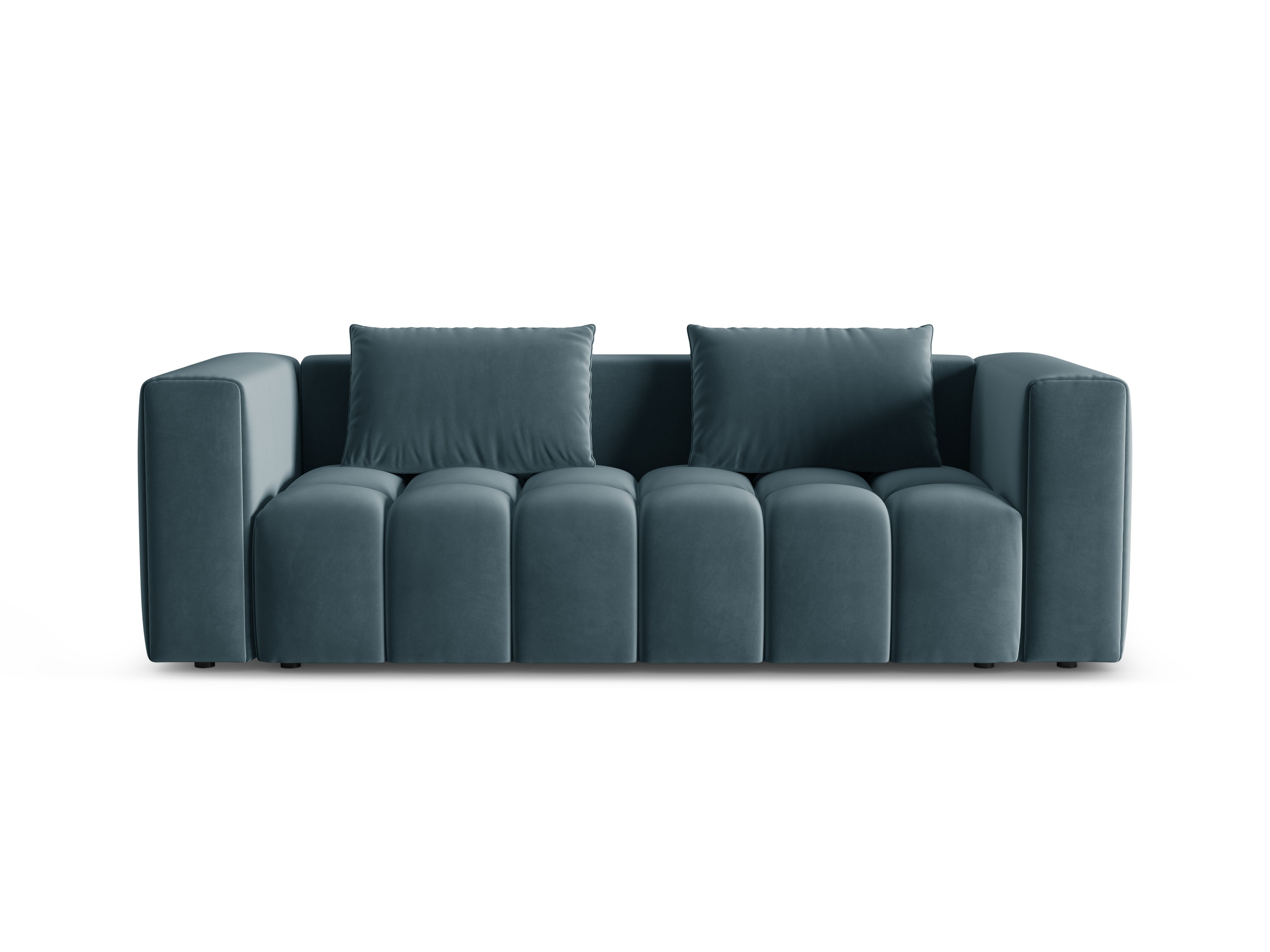 Sofa z jemného zamatového materiálu pre 3 osoby s funkciou spania VERONA modrá