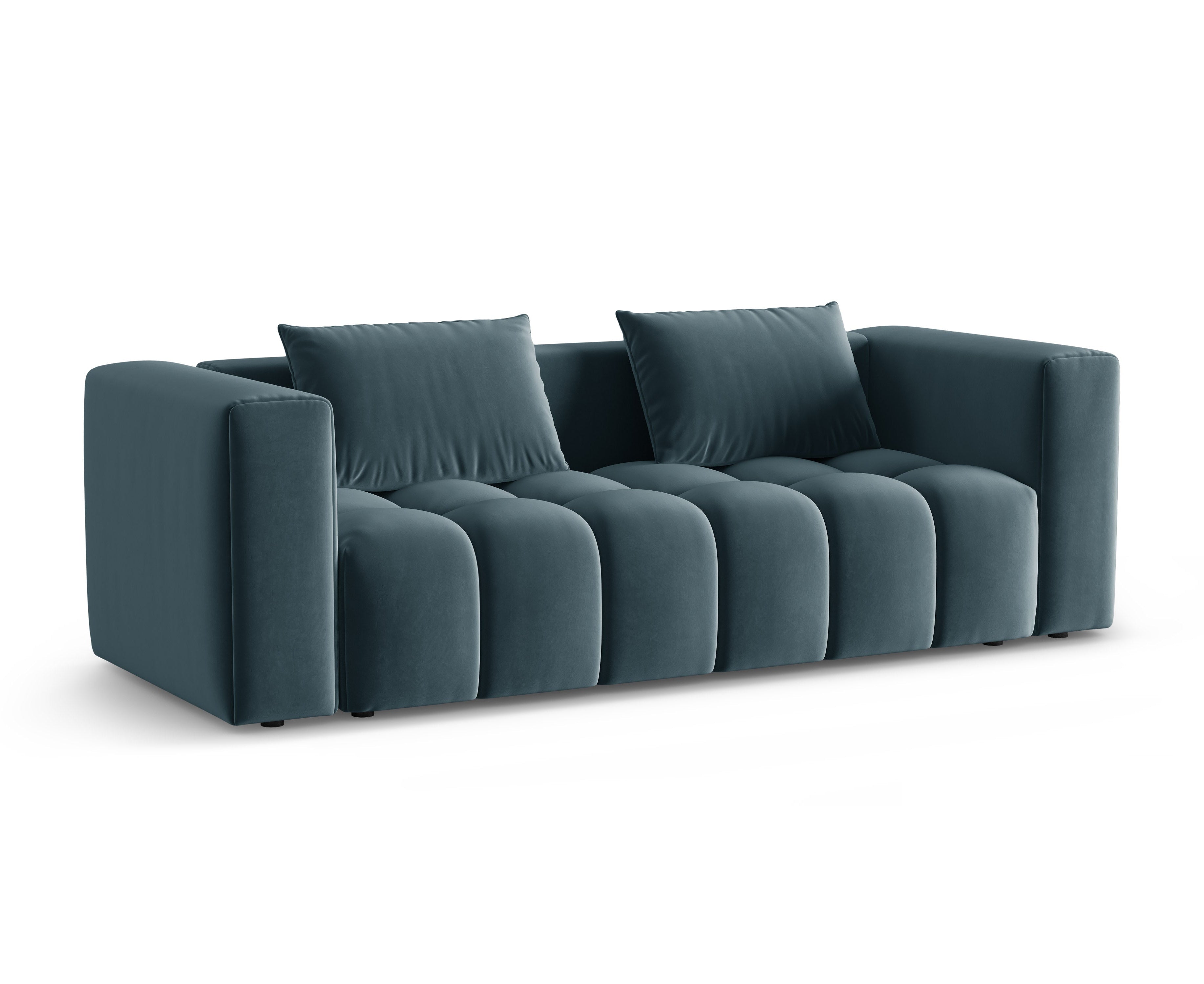 Sofa z jemného zamatového materiálu pre 3 osoby s funkciou spania VERONA modrá