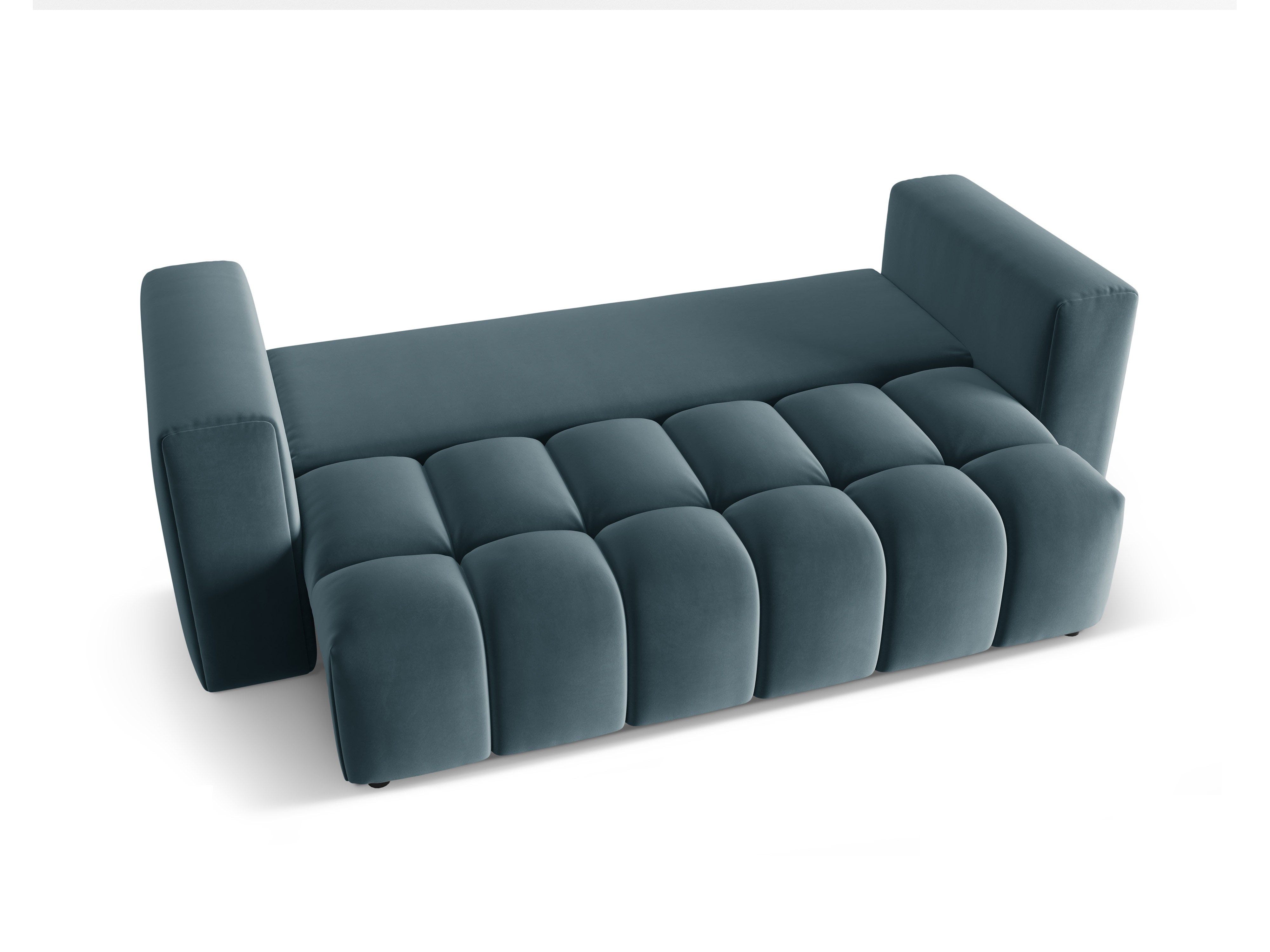 Sofa z jemného zamatového materiálu pre 3 osoby s funkciou spania VERONA modrá