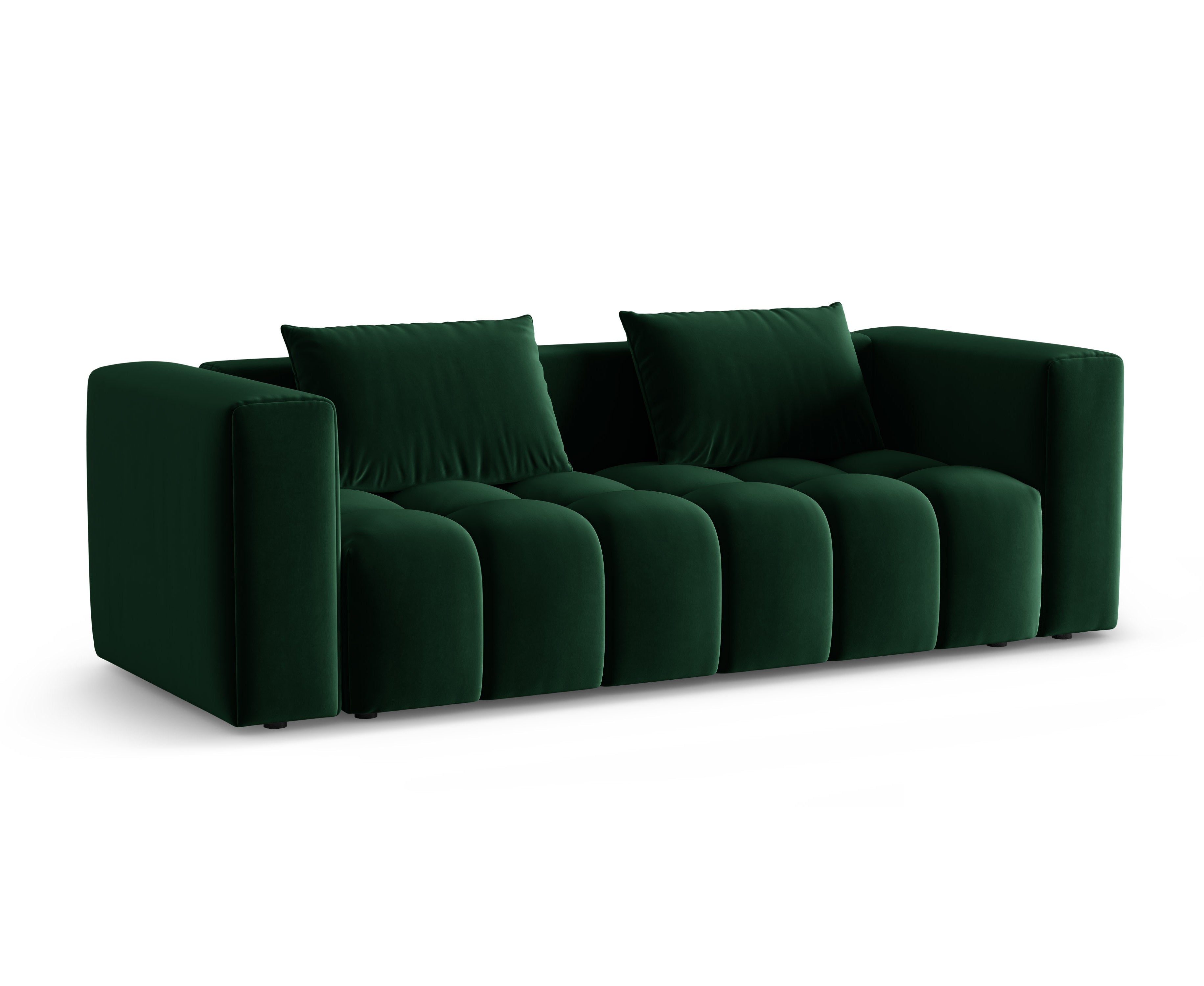 Velvet 3-Seater Sofa with Sleeping Function VERONA Bottle Green