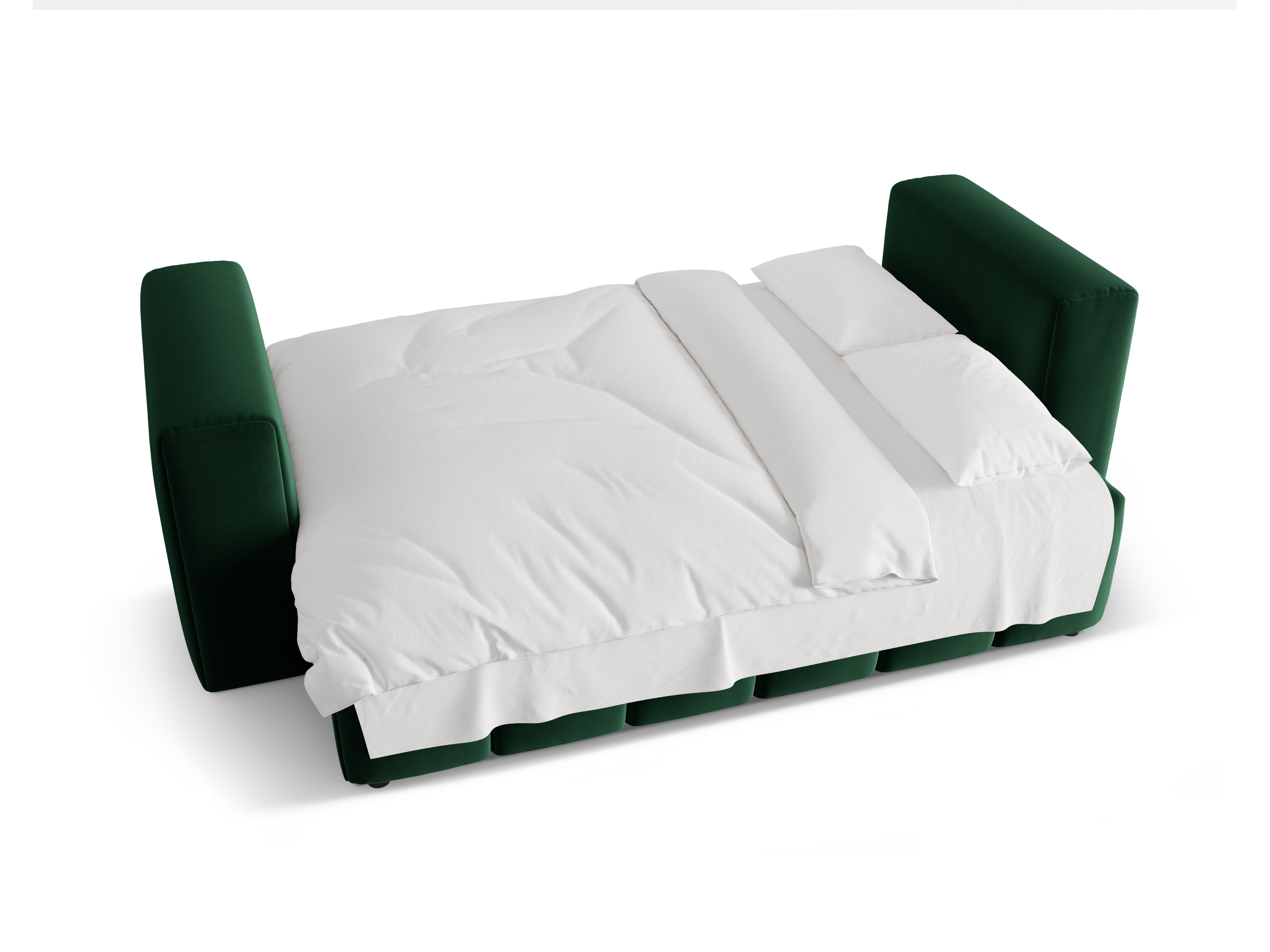 Velvet 3-Seater Sofa with Sleeping Function VERONA Bottle Green