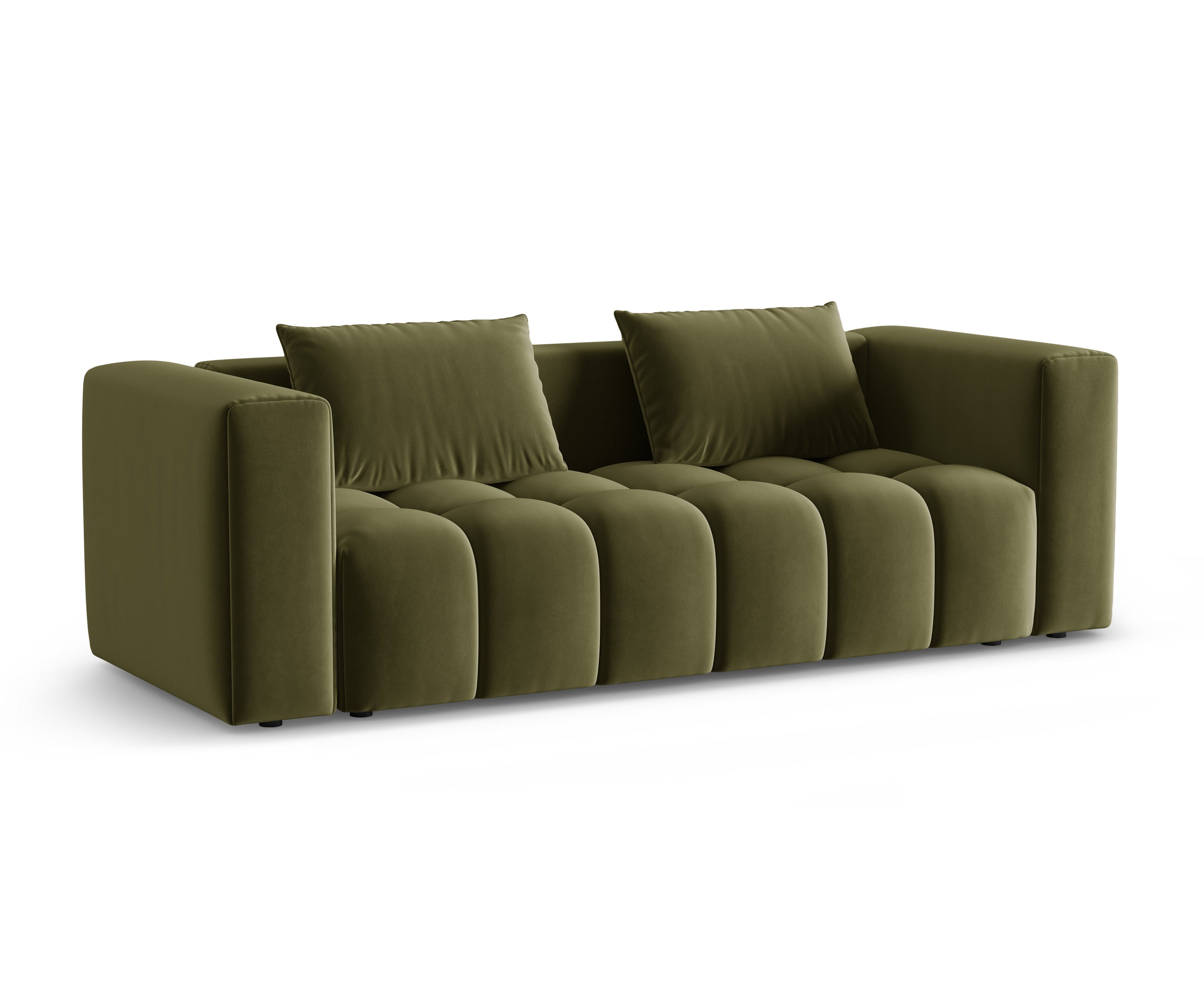 Sofa z jemného zamatového materiálu pre 3 osoby s funkciou spania VERONA svetlozelená