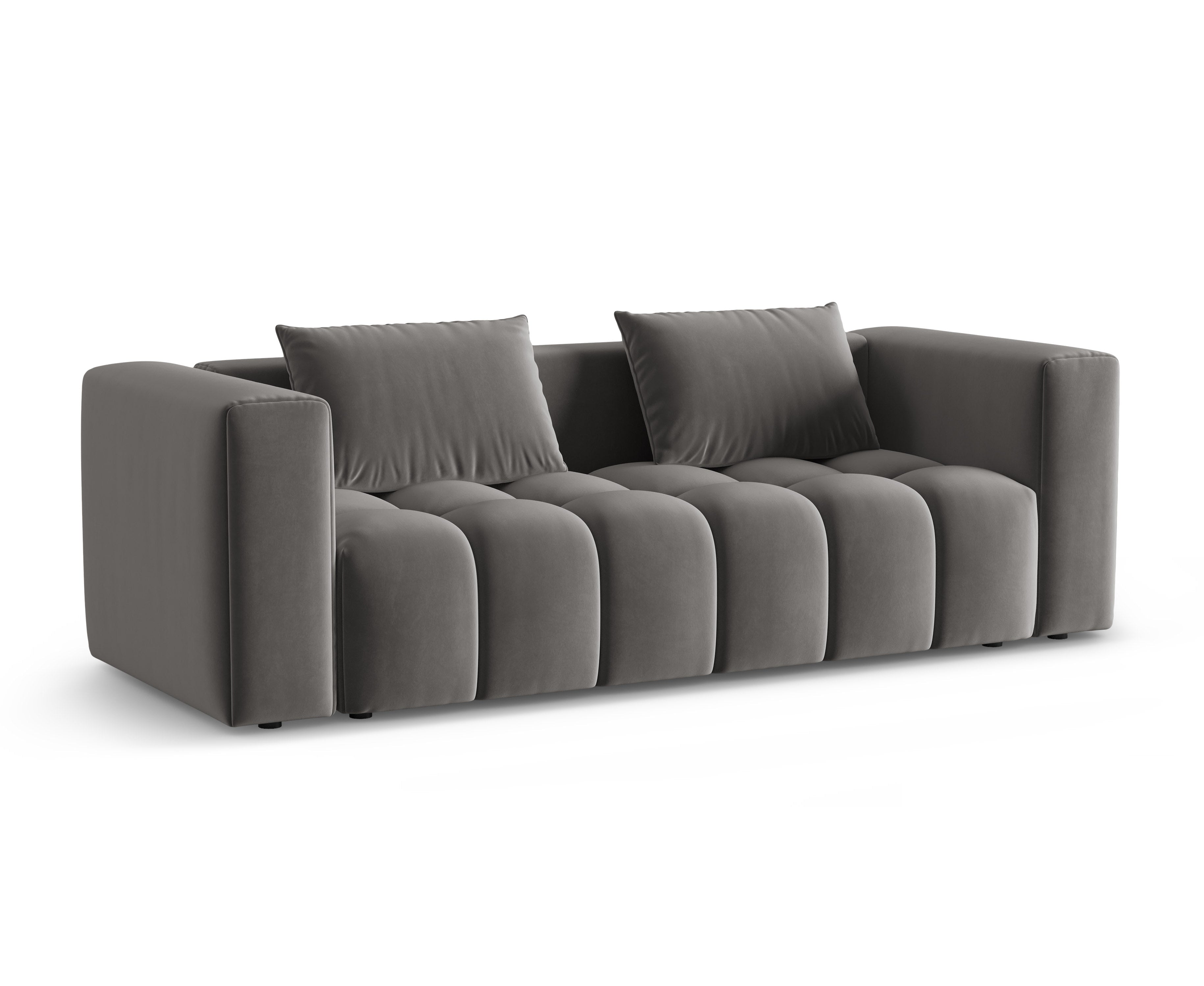 Sofa z jemného zamatového materiálu pre 3 osoby s funkciou spania VERONA šedá