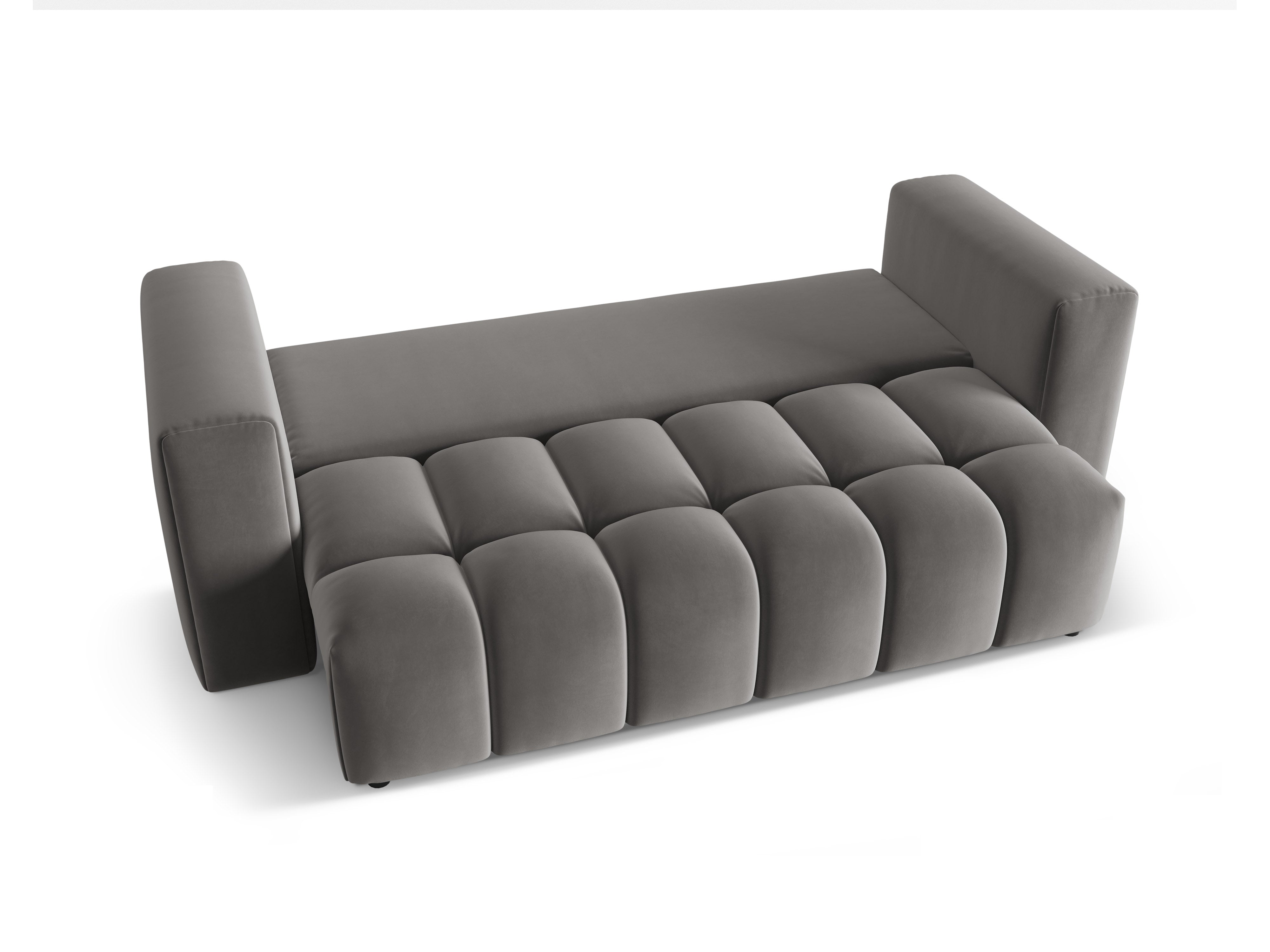 Sofa z jemného zamatového materiálu pre 3 osoby s funkciou spania VERONA šedá