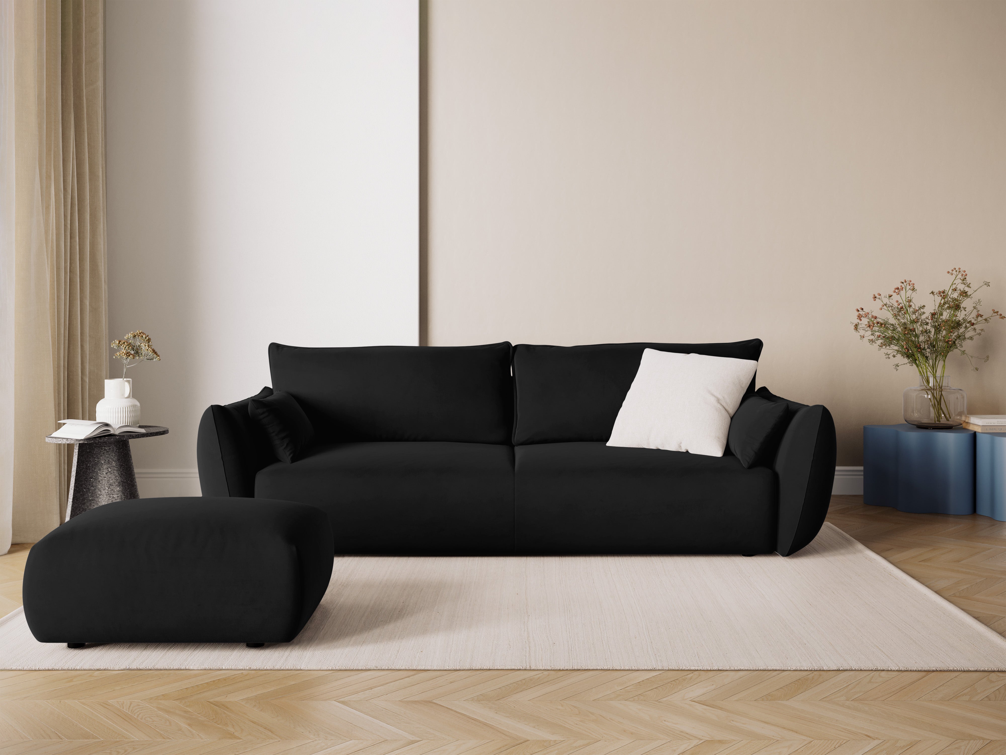 Velvet sofa with sleeping function MATERA black