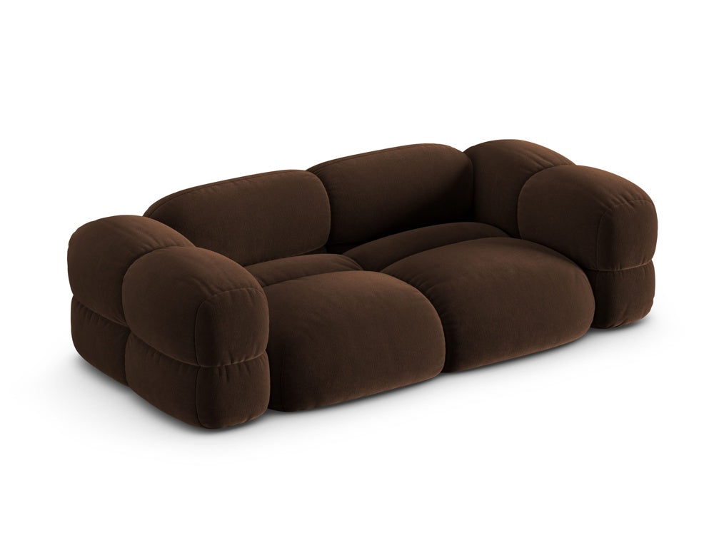 3-seater velvet sofa LORETTO chocolate