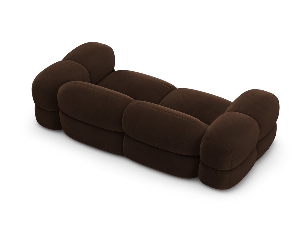 3-seater velvet sofa LORETTO chocolate