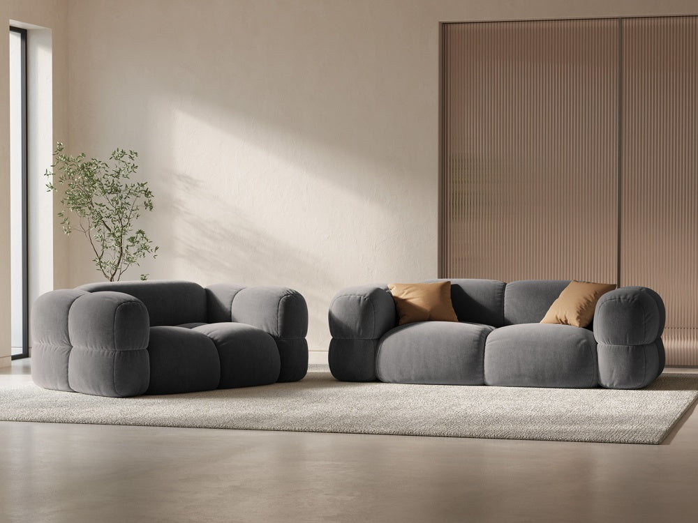 Sofa 3-osobová zamatová LORETTO šedá