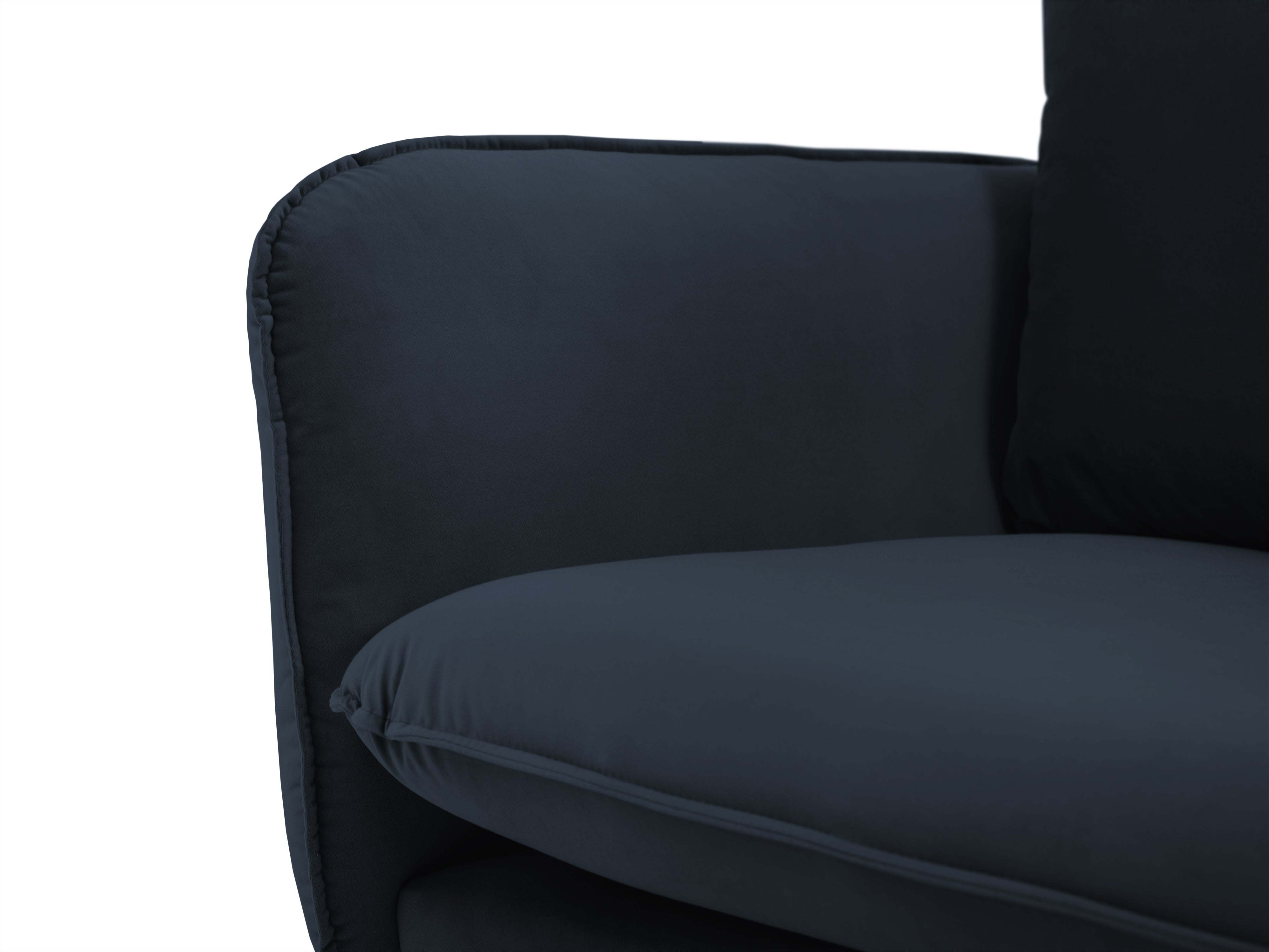 Velvet sofa 3-seater VIENNA dark blue with gold base