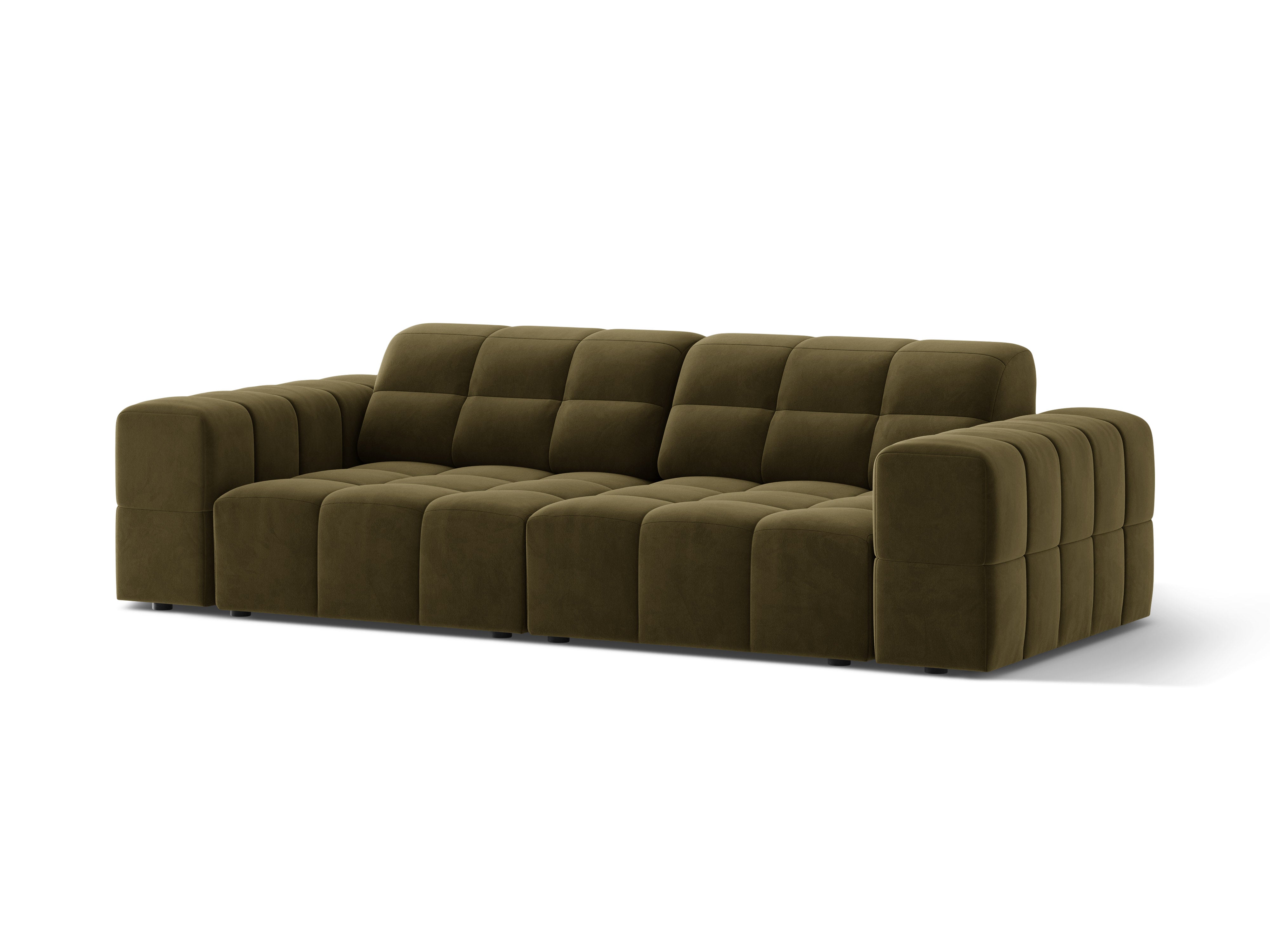 Sofa z jemného velúru 3-miestna CHICAGO olivová