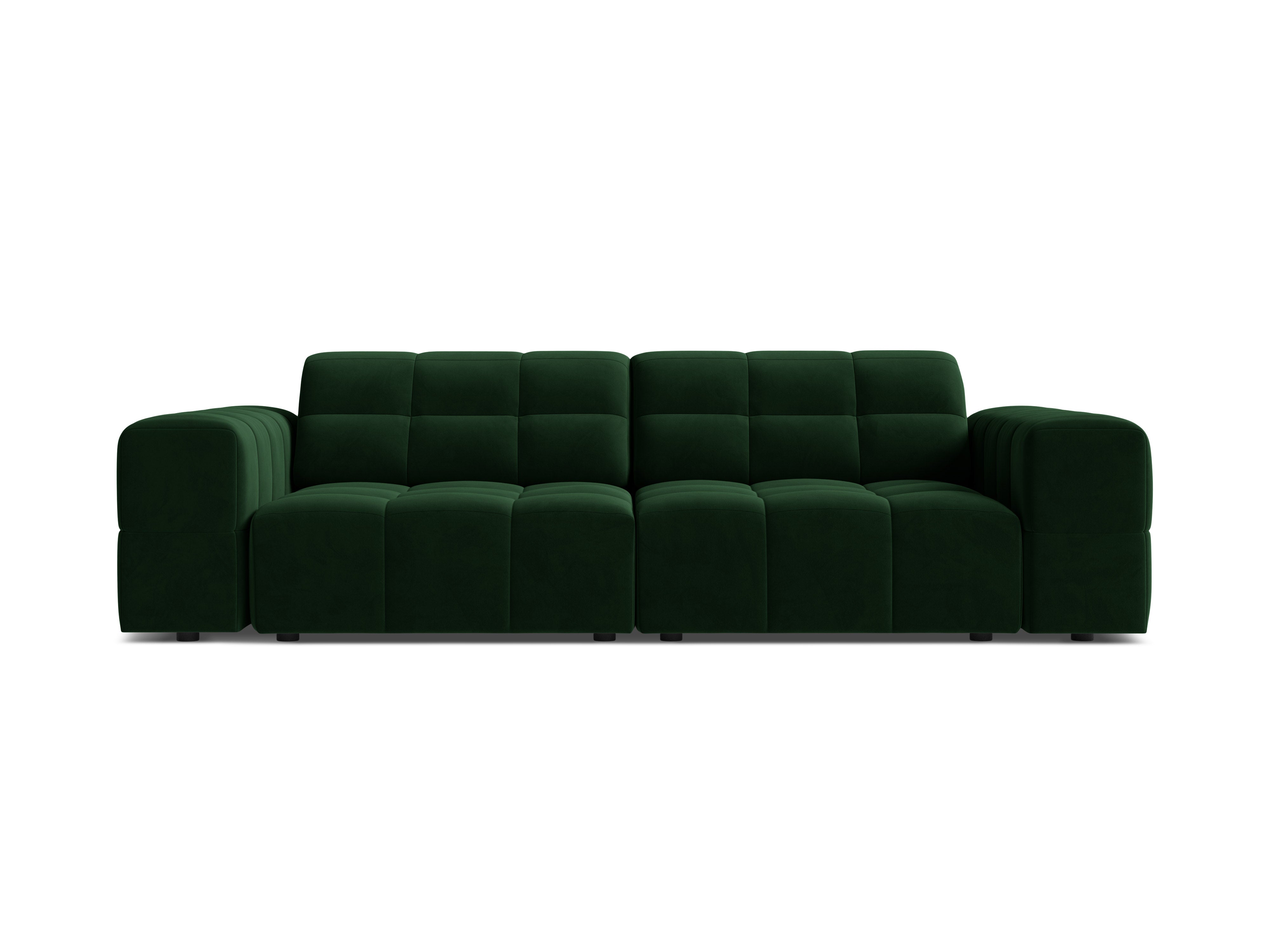 Sofa zamatová 3-miestna CHICAGO fľašková zelená