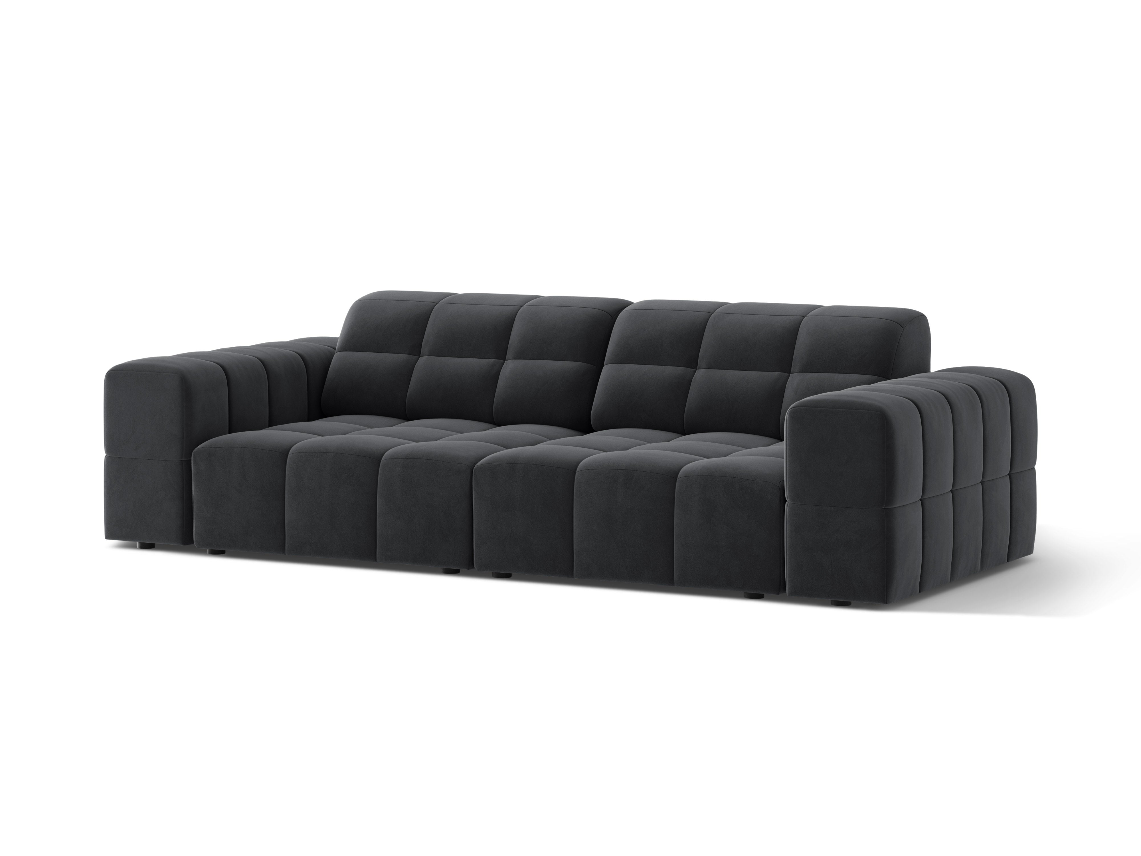 Sofa z jemného velúru 3-miestna CHICAGO tmavosivá