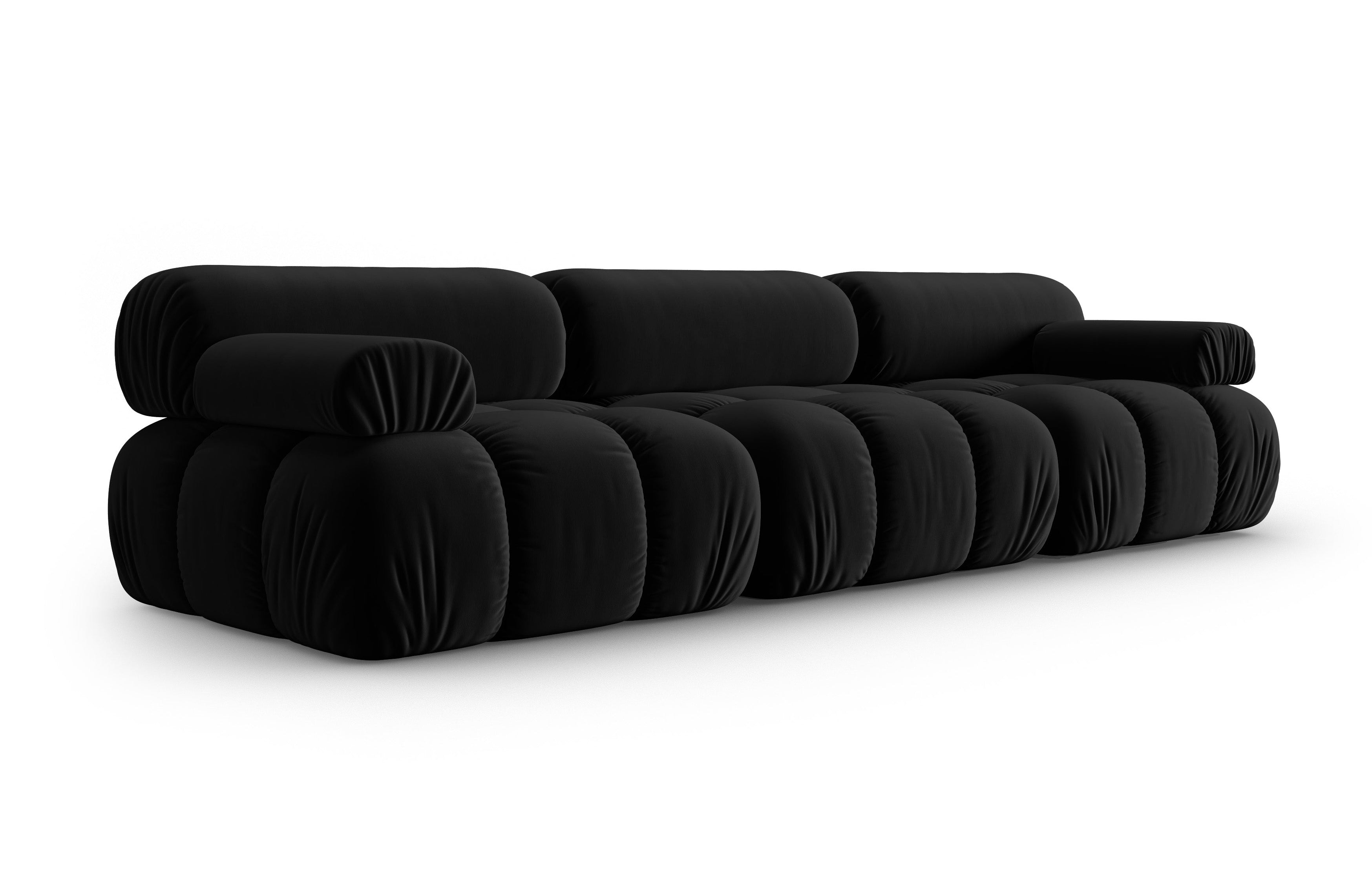 Sofa zamatová 3-osobová CORTINA čierna