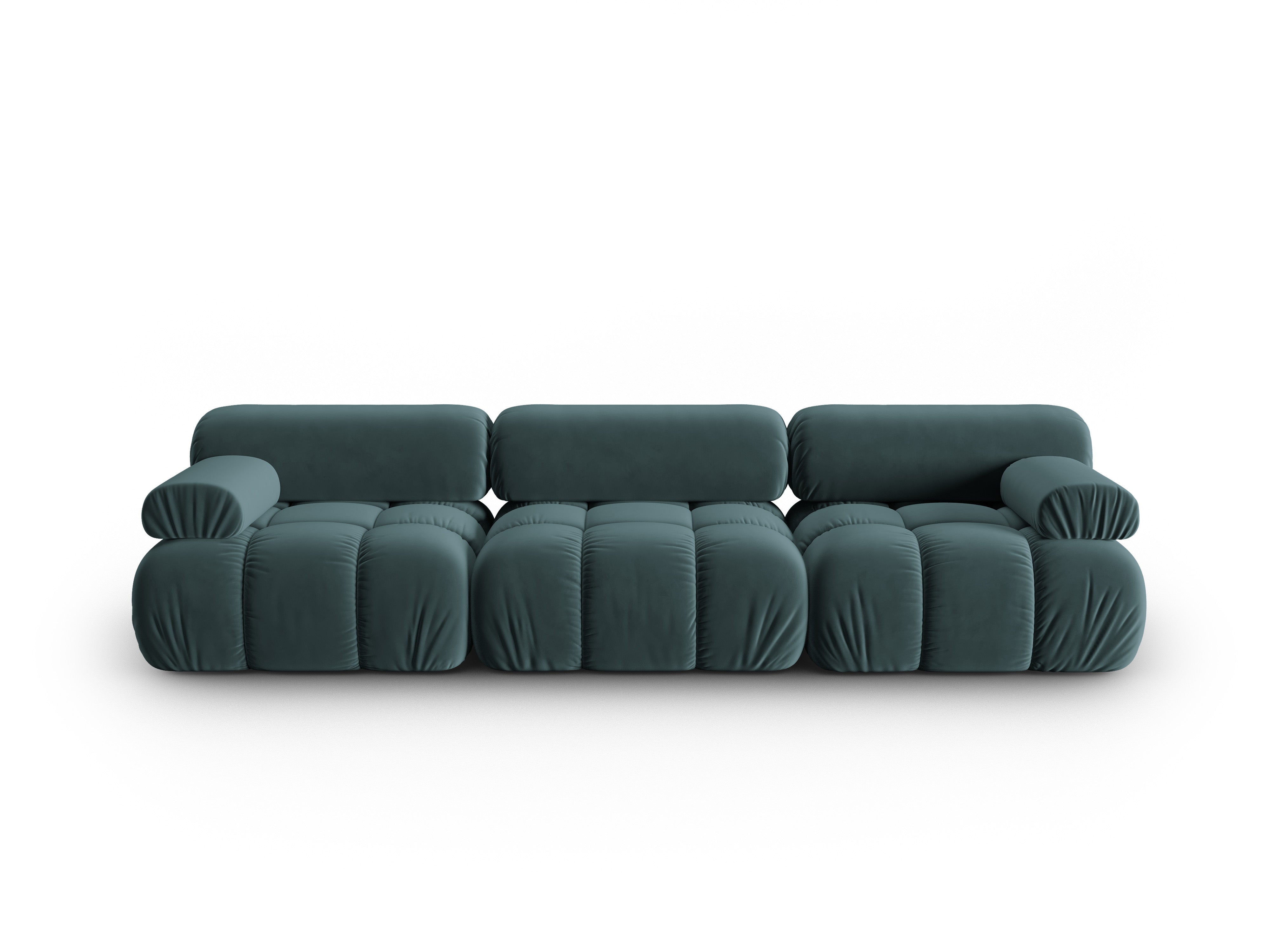 Sofa z aksamitom 3-osobová CORTINA tyrkysová