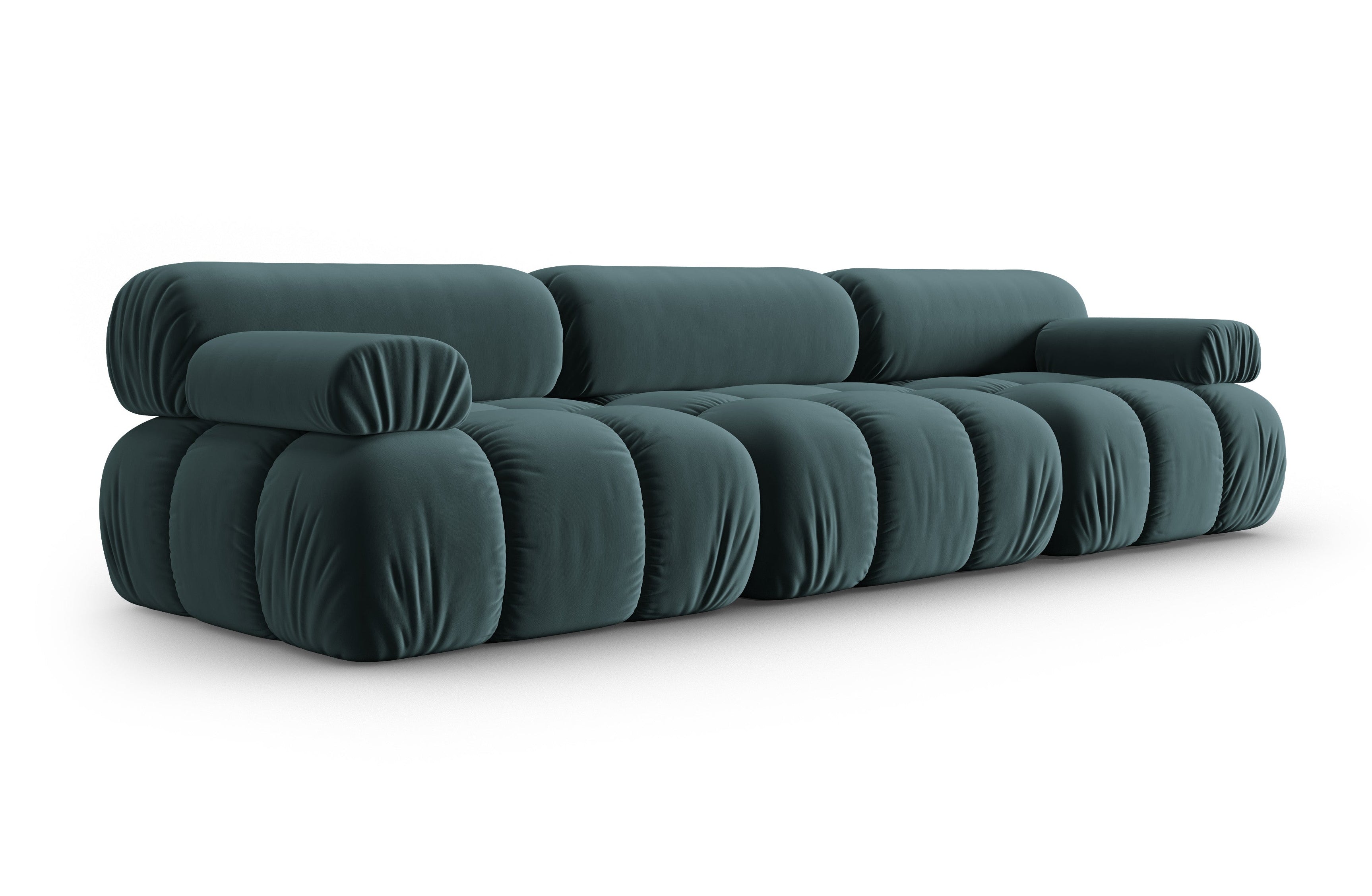 Sofa z aksamitom 3-osobová CORTINA tyrkysová