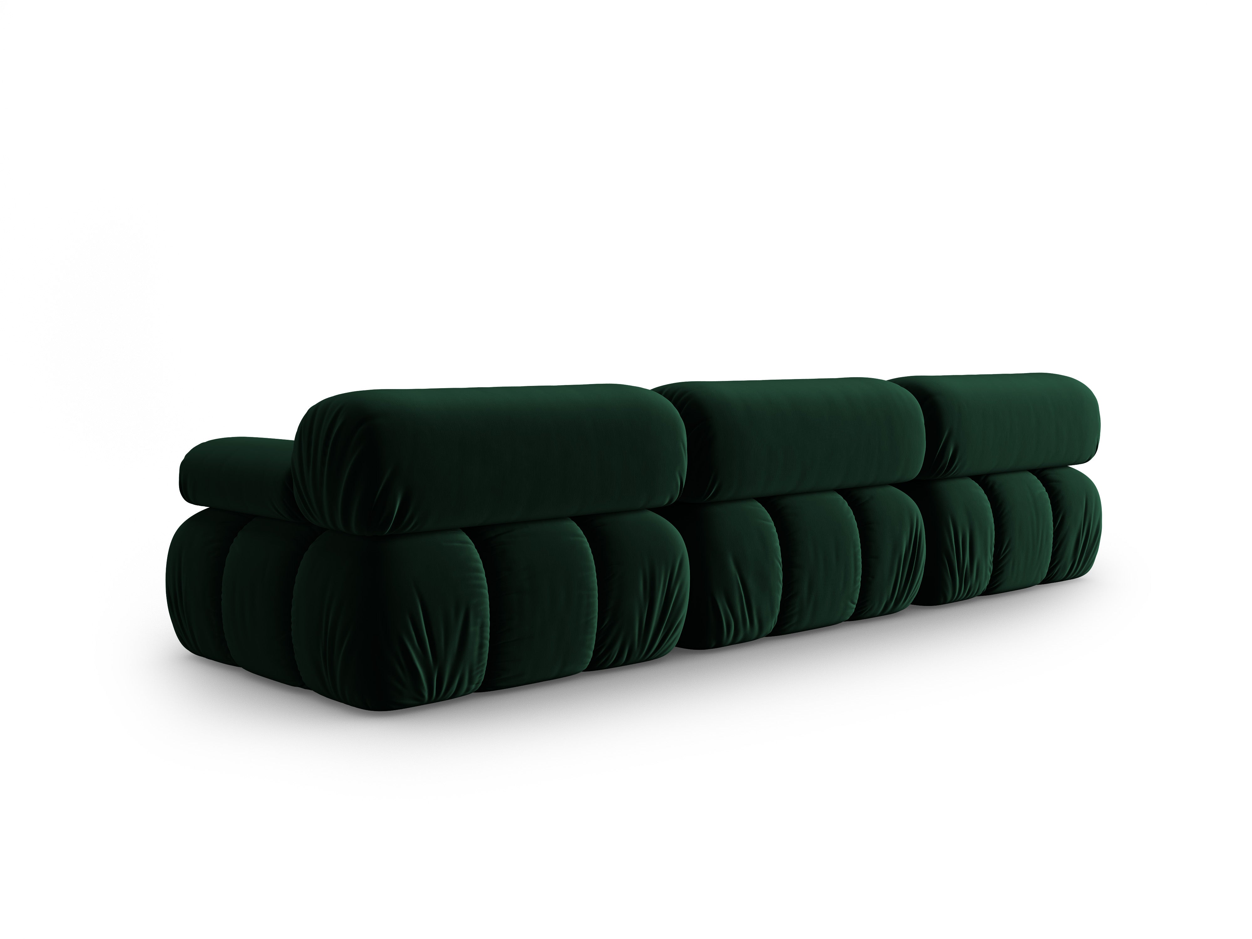 Sofa z jemného sametu 3-osobová CORTINA fľaškovozelená