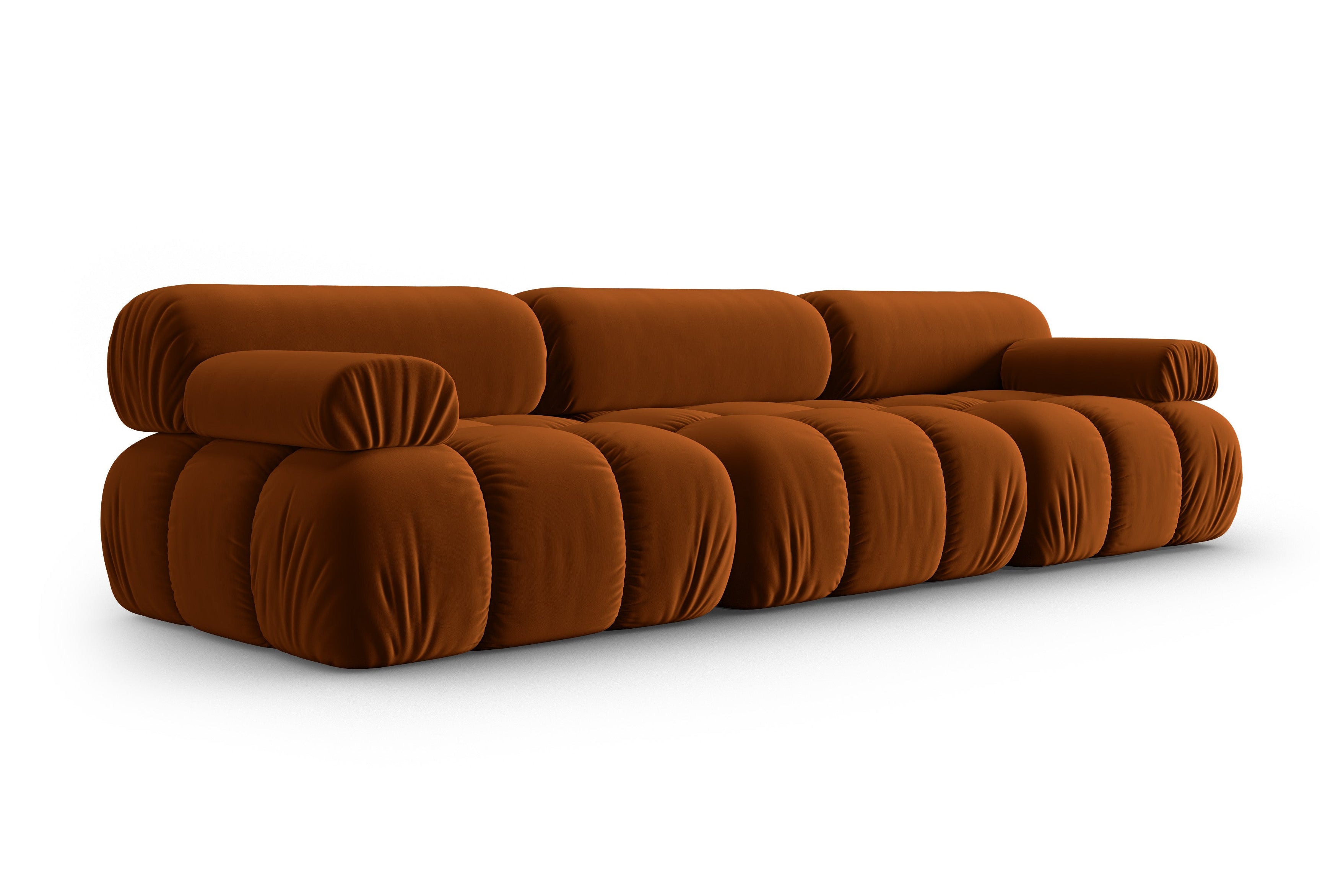 Sofa zamatová 3-osobová CORTINA tehlová