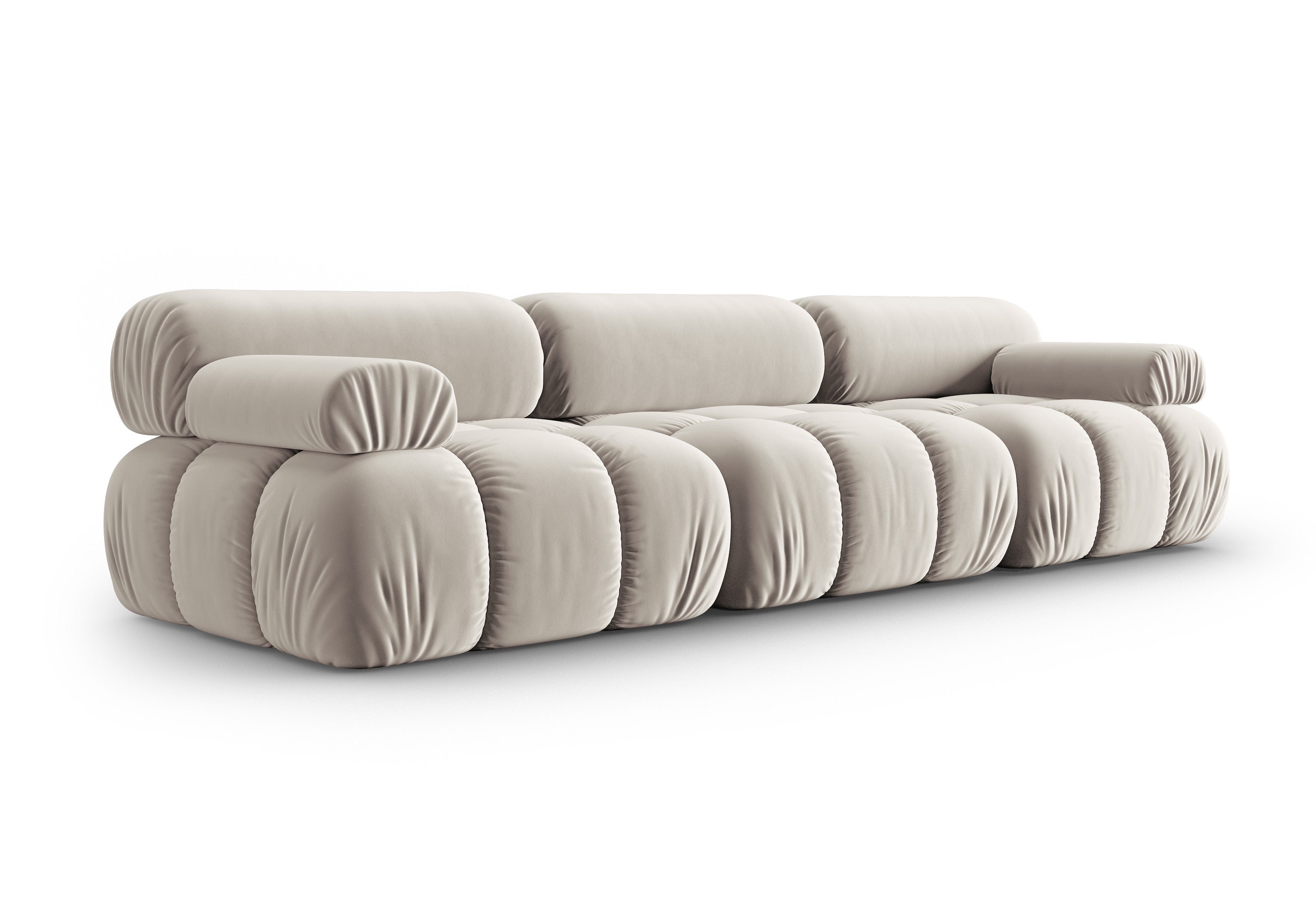 Sofa zamatová 3-osobová CORTINA béžová